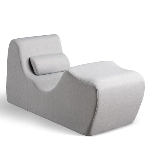 Zinus Lotus Zero Gravity Chaise Lounger, Foam Recliner for Living Room, Ergonomic Positioning for Better Relaxation, Pillow Included, No Assembly, Light Grey