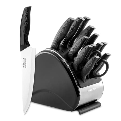 RAXCO Knife Set,15-Piece German Stainless Steel Chef Knives for Kitchen Cutting, Camping & Gift