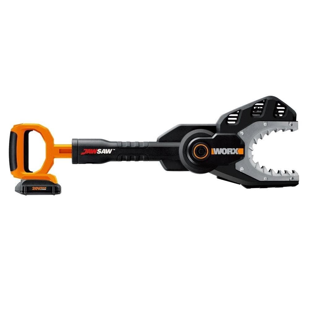 WORX Cordless Chainsaw, 20V JawSaw, WG320 | 1350 rpm no-load speed; weighs 7.1 lbs; fully protective guard; battery & charger included; PowerShare