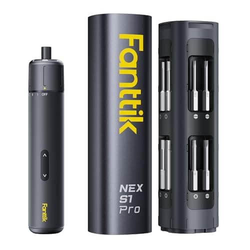 Fanttik S1 Pro Electric Screwdriver, Power Screwdriver with16 S2 Steel Bits, 3 Torque Settings, Max 6 N.m, 2000mAh Battery, LED Light & 1/4''Hex, Ideal Tool for Furniture & Gaming PC