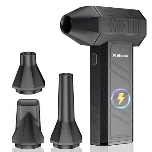 Compressed Air Duster, 180000RPM Electric Air Duster, Rechargeable Cordless Air Blower with 3-Gear Turbo Fan, Canned Air Alternative for Keyboard, PC, Computer, Car, Home & Outdoor Use (Pure Black)