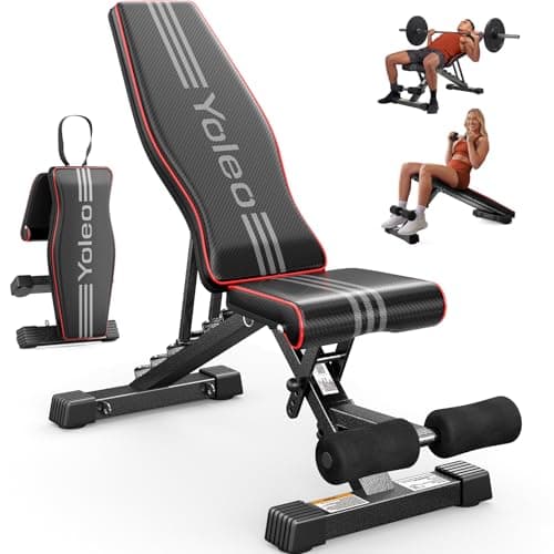 YOLEO Adjustable Weight Bench for Home Gym, ASTM-Certified 827LBS, 98% Pre-Assembled, Foldable Gym Bench with 84 Positions Incline Decline Flat, Wider Seat