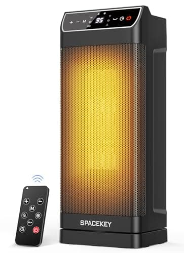 Space Heater, Electric Heaters for Indoor Use with Thermostat, Remote, 1-12H Timer, 70°Oscillation and Overheat Protection, 1500W PTC Ceramic Fast Safety Heat, Portable Heater for Office (Black)