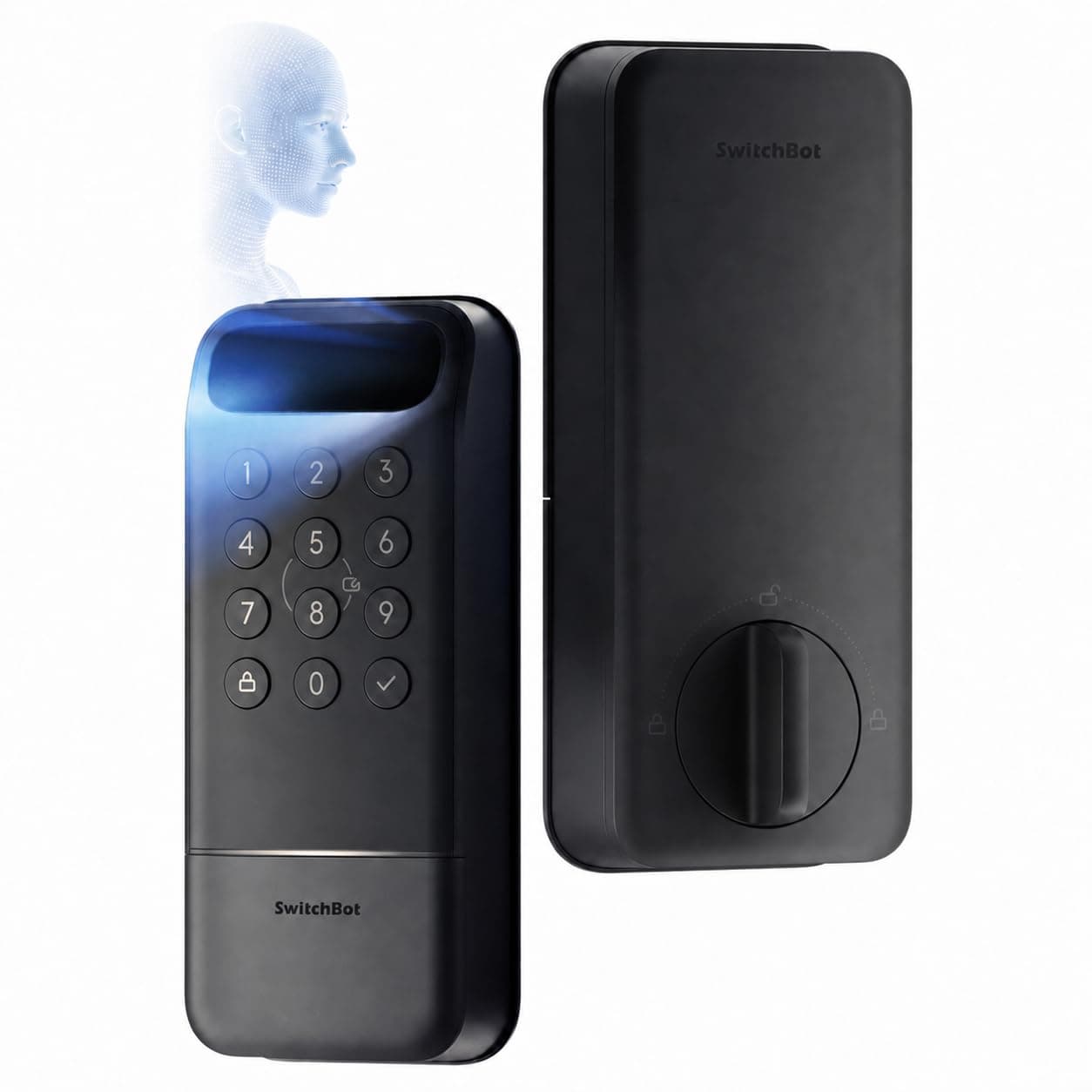 SwitchBot Lock Vision, 3D Face Recognition Smart Lock, Hands-Free Keyless Entry Deadbolt, DualPower 12-Month Battery, WiFi No Hub Required, Matter Over WiFi, Works with Apple Home, Alexa, Google