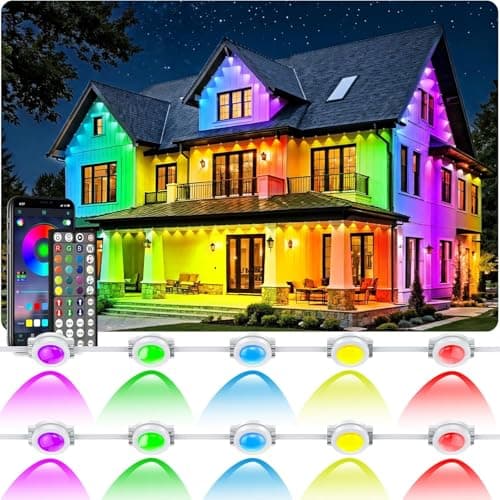 RCUICA 300FT Permanent Outdoor Lights Waterproof with Smart App Control Remote,DIY Scene Modes,Music Sync hronization,Eaves Lights for Garden Decor,Deck,Christmas