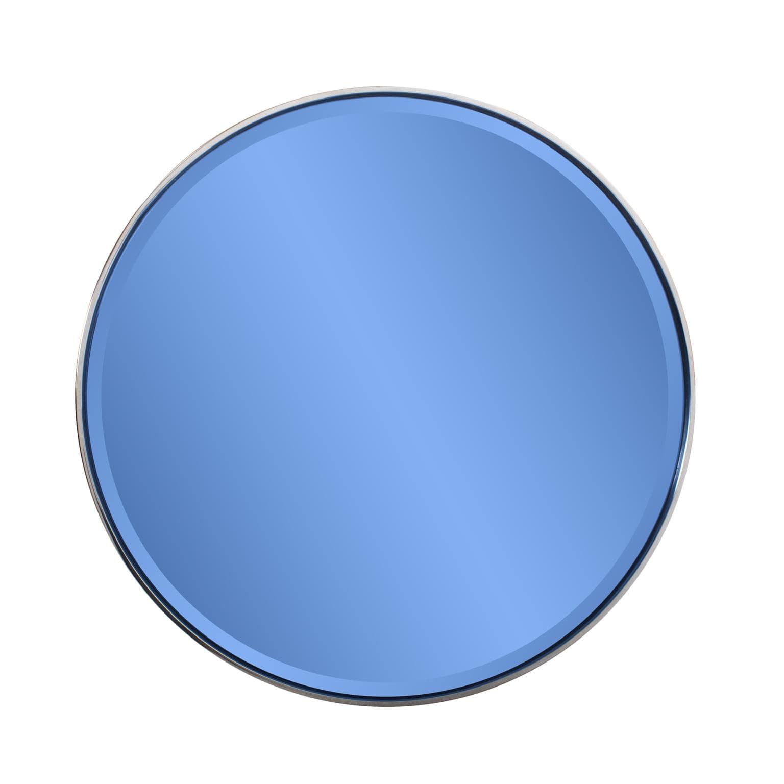 Howard Elliott Collection Blue Mirror, Expertly Molded Round Frame Design, Decorative Accent for Living Room, Bedroom, or Entryway, 18W x 18H Inches, Blue Metallic Finish