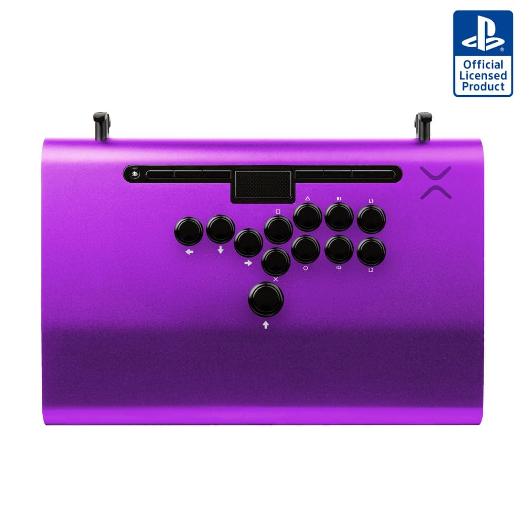 Victrix Pro FS-12 Fight Stick Arcade Controller, PlayStation, PS5, PS4, PC | Esports, Tournament-Grade, 12 Sanwa Denshi Buttons, Aluminum Body, Detachable Joystick, Lockable Control Bar, Purple