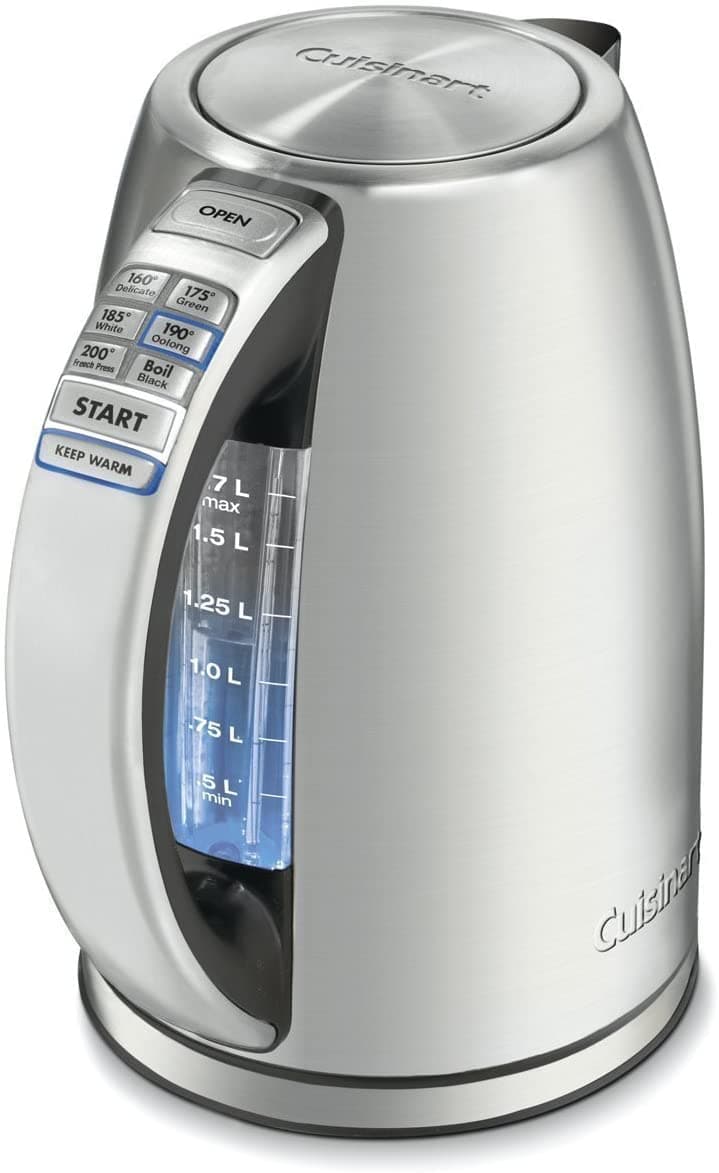 Cuisinart Electric Kettle, 1500W, 6 Temperature Presets, 1.7L, CPK-17P1 | Fast heating PerfecTemp cordless electric tea kettle; bring water to a boil; auto shutoff & 360° base; 30-min keep warm