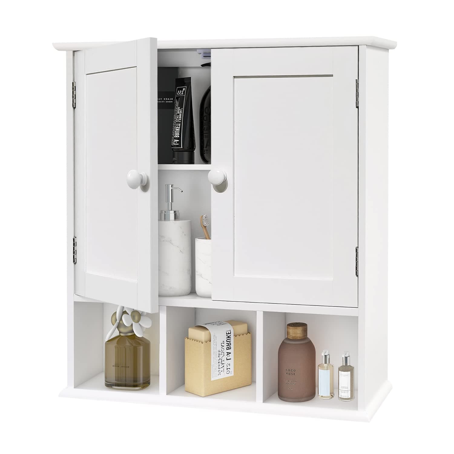 TaoHFE White Bathroom Wall Cabinet with 2 Door Adjustable Shelves | Over The Toilet Storage White Wall Mounted Medicine Cabinets for Bathroom Laundry Room Kitchen