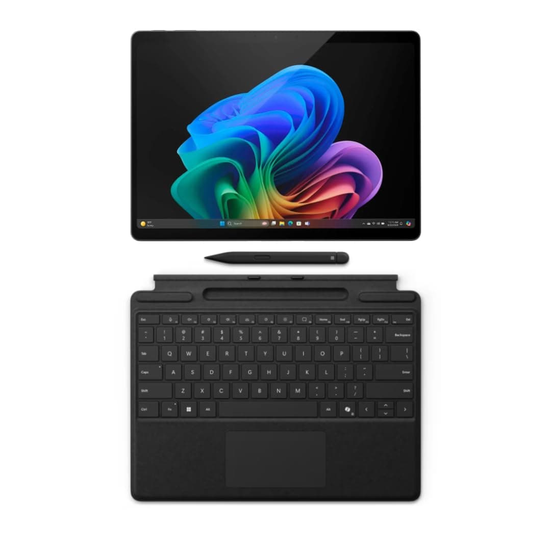 Microsoft Surface Pro 11 Copilot PC Bundle, 13" 2.8K Touchscreen Tablet with Black Pro Keyboard & Slim Pen, Snapdragon X Plus, 16GB RAM, 256GB SSD, Win 11 Pro, Black