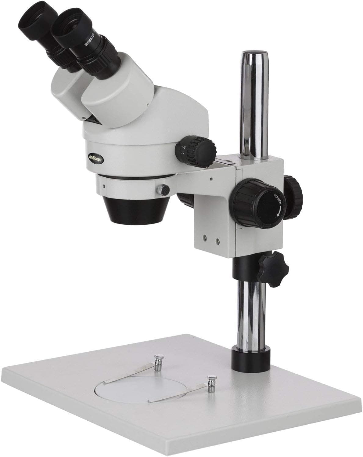 AmScope SM-1BZ Professional Binocular Stereo Zoom Microscope, WH10x | 3.5X-90X Magnification Range Includes 0.5X Barlow Lens 0.7X-4.5X Zoom Objective WH10x Eyepiece