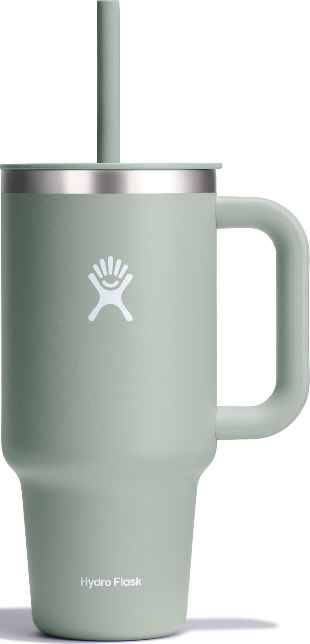 Hydro Flask Travel Tumbler with Handle, Lid and Straw - Insulated Stainless Steel in 32 Oz Agave