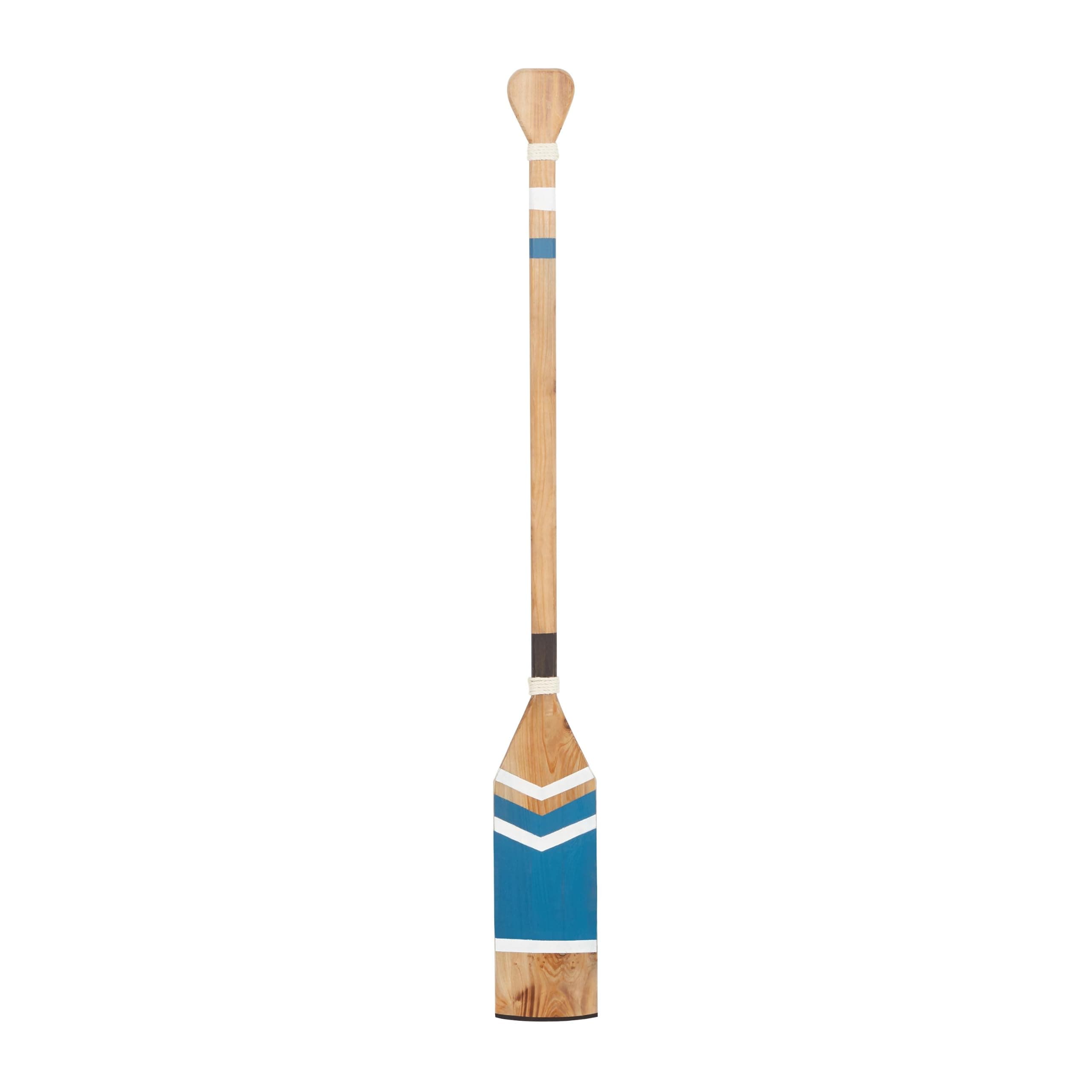 Deco 79 Wood Paddle Home Wall Decor Novelty Canoe Oar Wall Sculpture with Arrow Design and Rope Detail, Wall Art 7" x 2" x 58", Blue