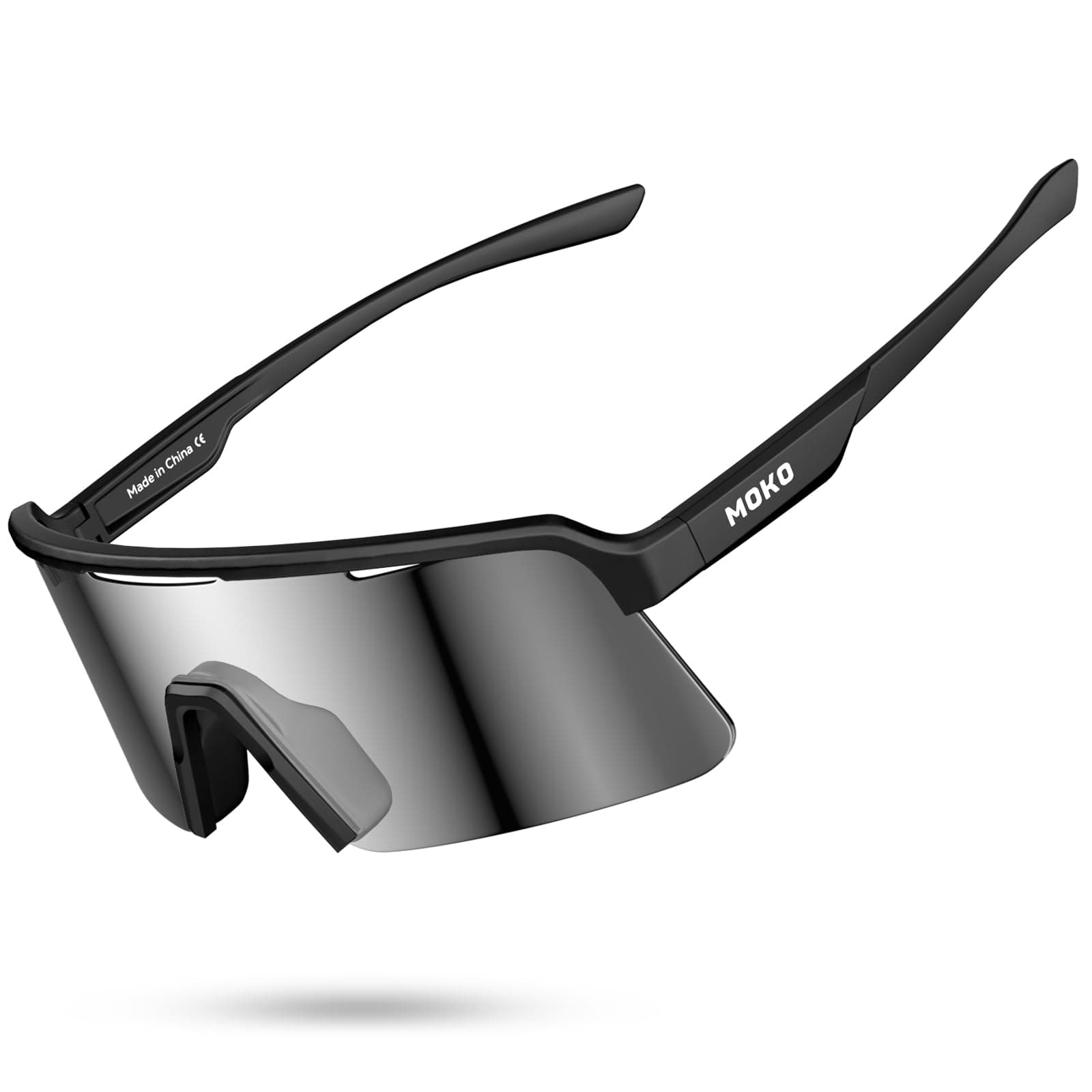 MoKo Polarized Running Sunglasses for Men Women, Ultra Lightweight TR90 Cycling Glasses with Anti-fog & Adjustable Nose Pads