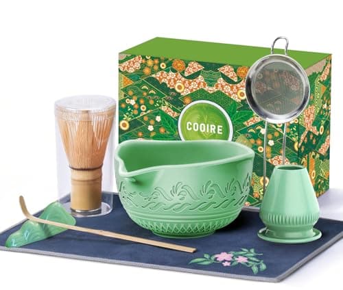 510mL Matcha Whisk Set: 8 Pcs Complete Ceramic Matcha Kit with Handcrafted Bamboo Chasen & Bowl - Frothy Tea Ceremony, Romantic Morning Ritual - Gift for Mom & Beginners