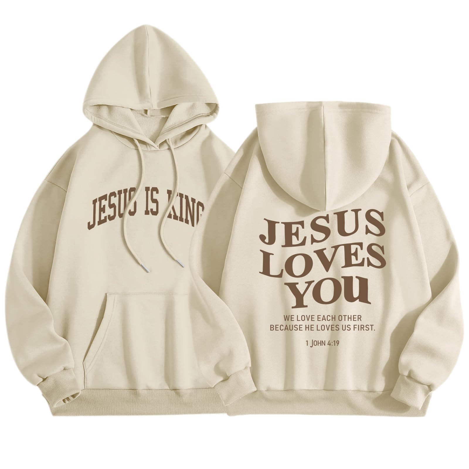 Sulayesh Christian Jesus Loves You Hoodies Women Religious Faith God Jesus Is King Sweatshirts Bible Verse Inspirational Tops