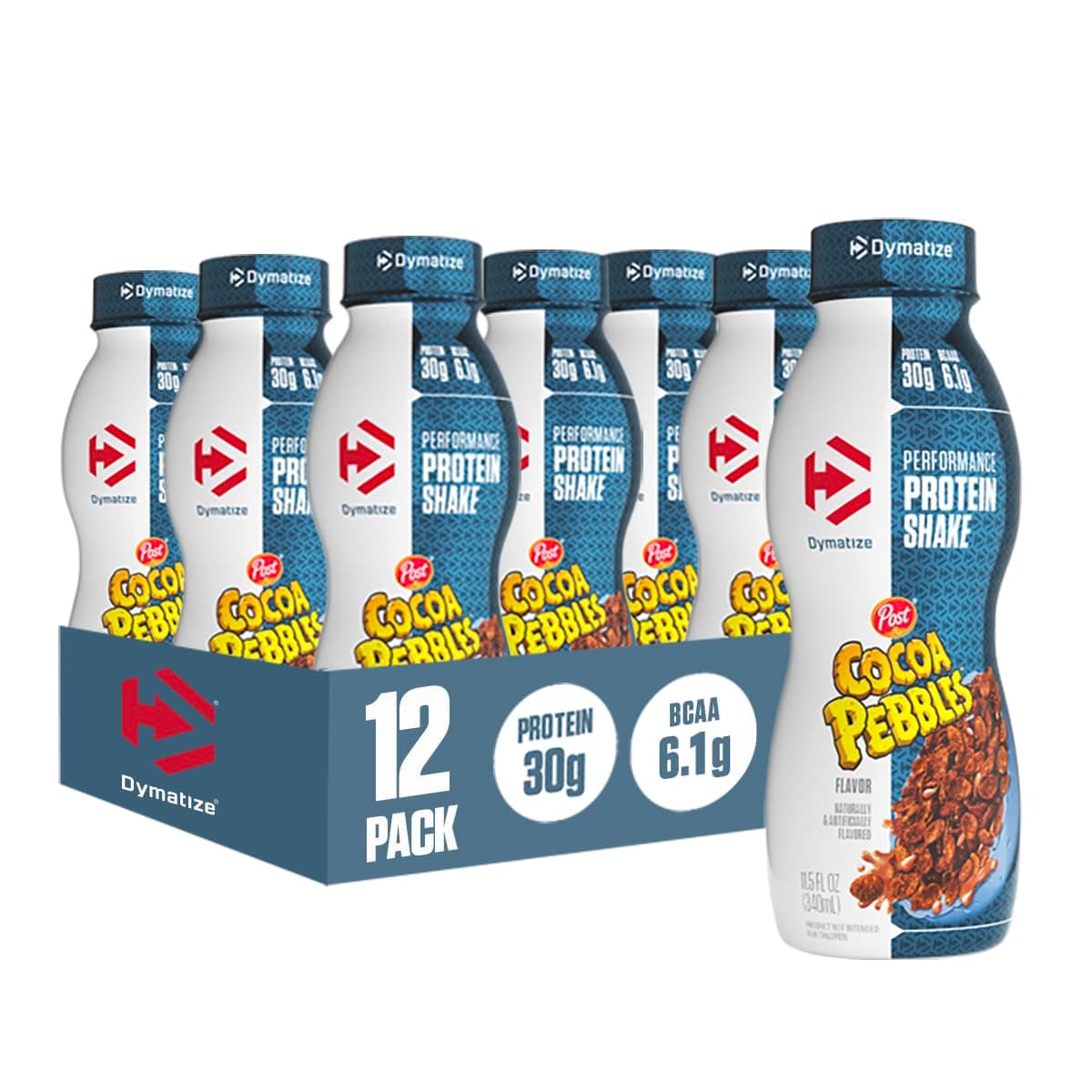 Dymatize 30g High Protein Performance Shake, Cocoa Pebbles, 12 Pack | 6.1g BCAAs for Muscle Recovery, No Added Sugar, 160 Calories, 24 Vitamins & Minerals, On-the-Go Snack, Gluten-Free, 11.5 oz