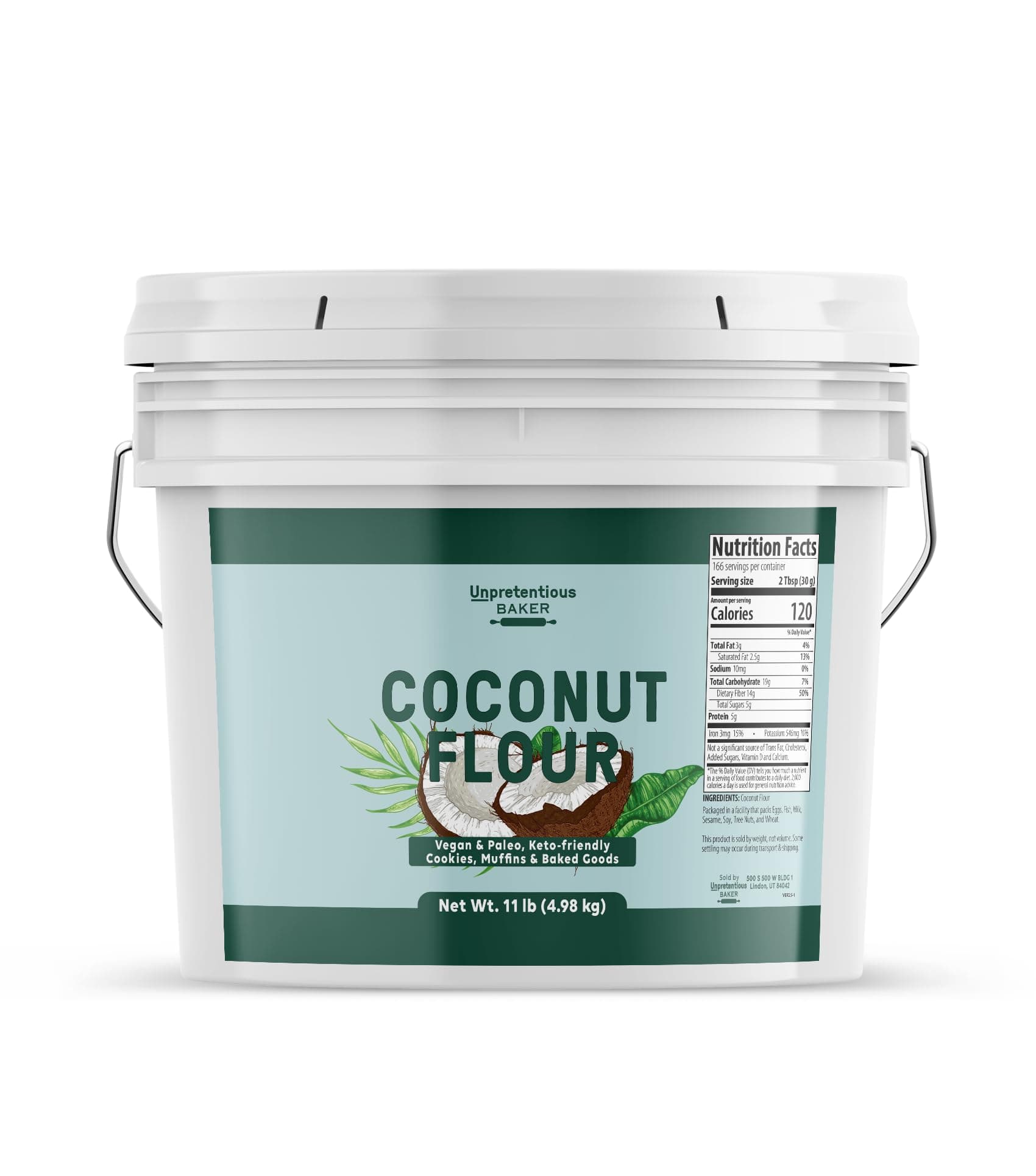 Unpretentious Coconut Flour, 2 Gallon Bucket, Vegan, Wheat Flour Alternative, Keto-Friendly
