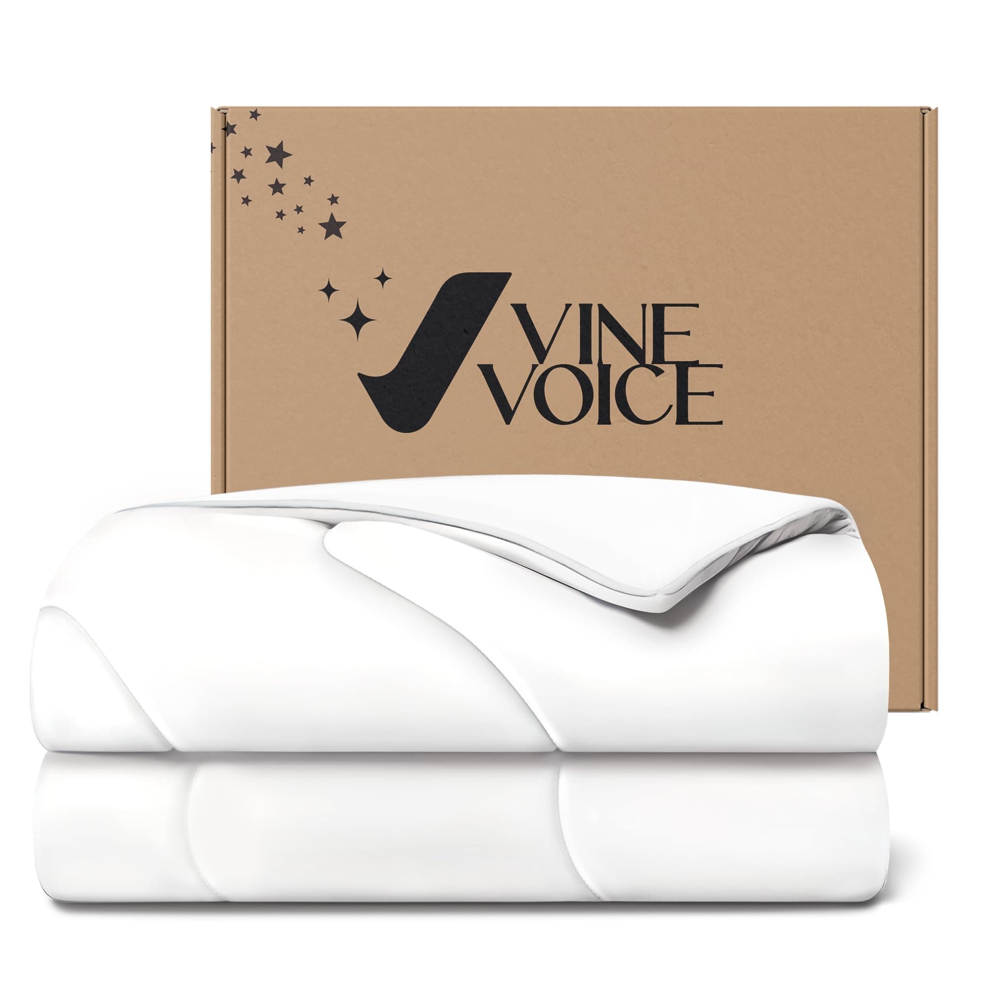 Vine Voice Cooling Comforter for Hot Sleepers, Queen 90x90, Arctic White | Cooling blanket feel, Q-Max >0.4 cool touch, double-sided cooling, Sorona fill, for night sweats, lightweight & breathable