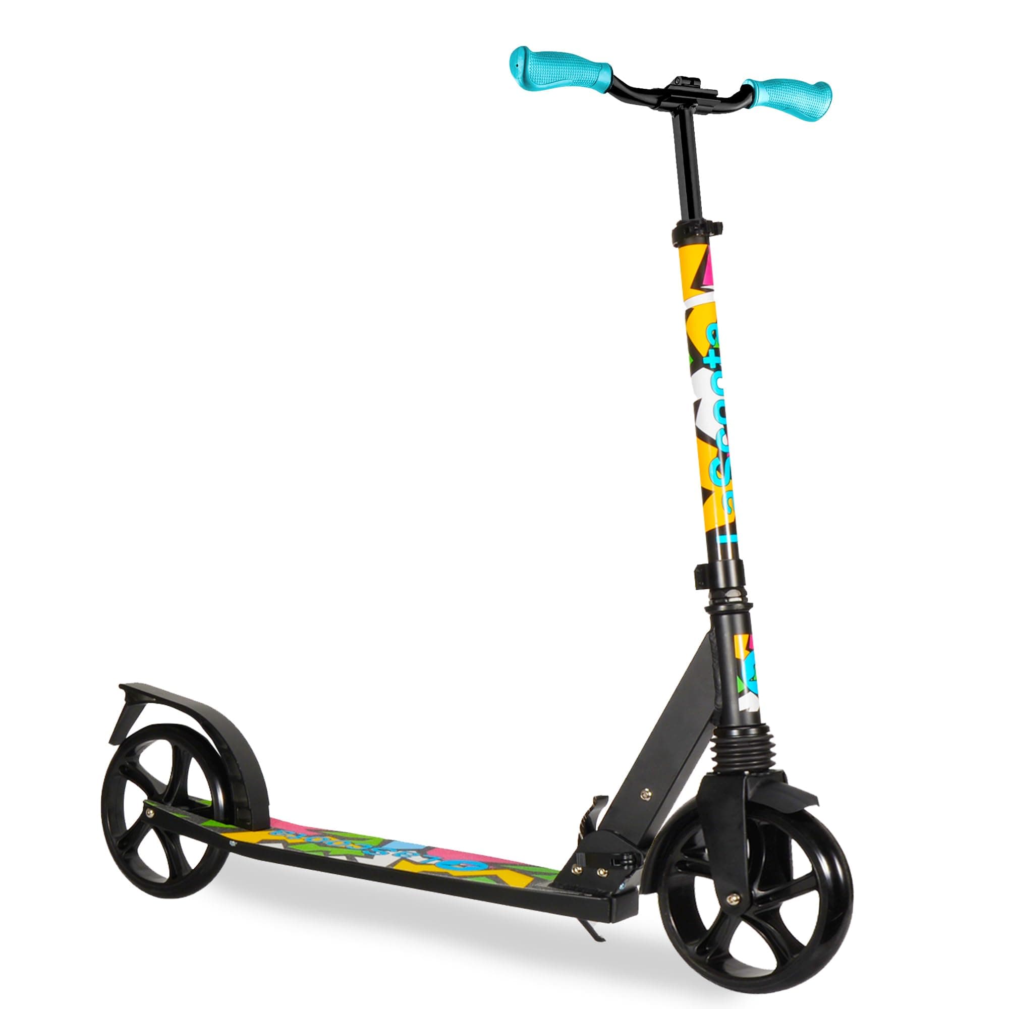 LaScoota Kick Scooter for Kids Ages 6+, Teens & Adults, Large 8" Sturdy Urethane Wheels. Adjustable Handlebar, Lightweight, Foldable, 220lbs Max Load