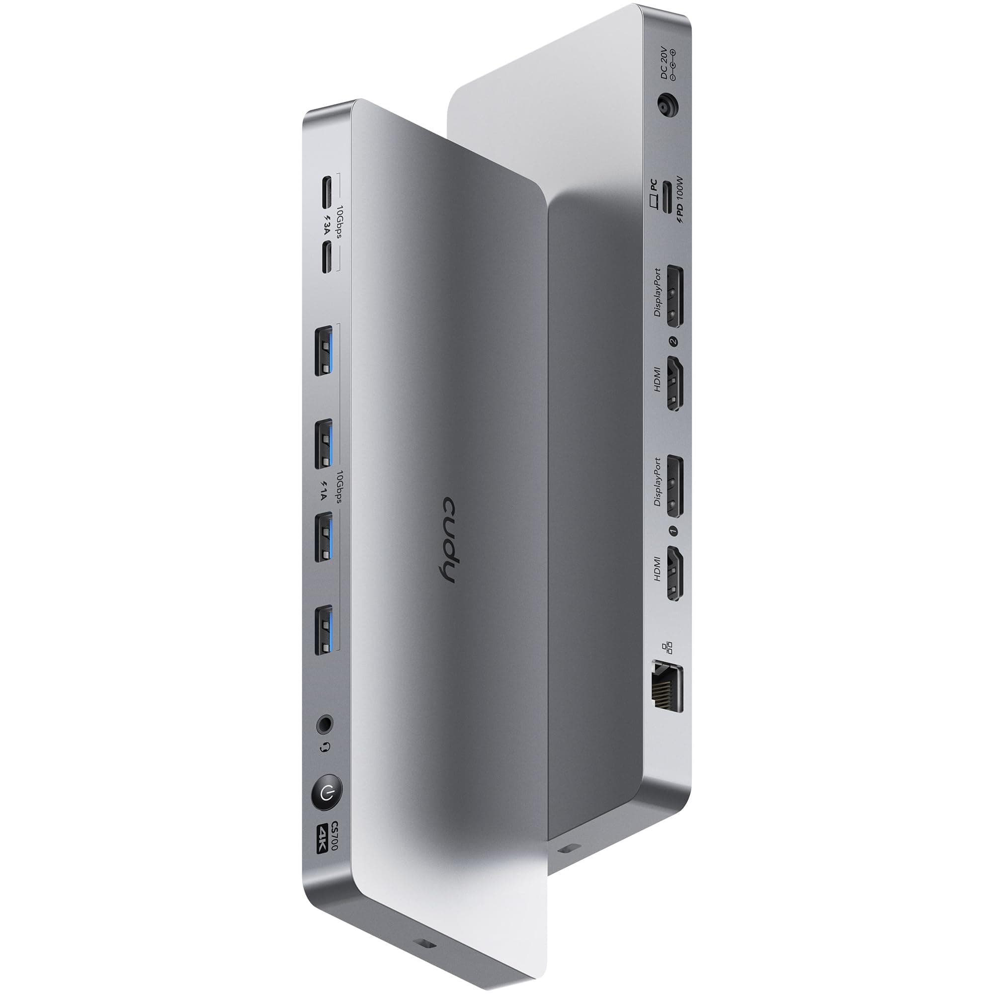 Cudy Dual 4K USB-C Dock, DisplayLink, 150W, macOS Dual Display, CS700 | DisplayLink dock, dual 4K@60Hz HDMI+DP, unlocks MacBook single-display limit, 100W PD, 6xUSB 10Gbps, GbE, SD/TF, aluminum
