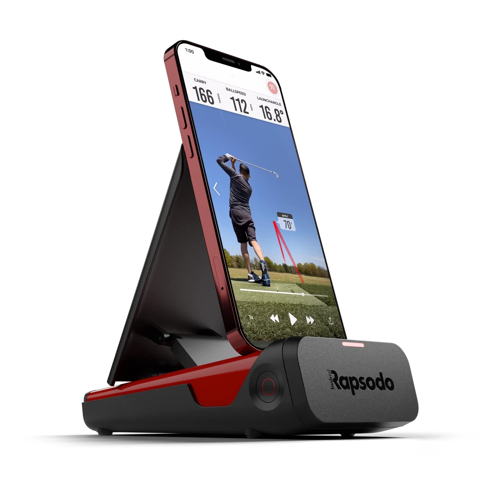 Rapsodo Mobile Launch Monitor Golf Simulator | MLM iPhone & iPad Only | Indoor & Outdoor Swing Analyzer & Tracker | GPS Satellite View | Ball Speed, Club Speed & Launch Angle Data
