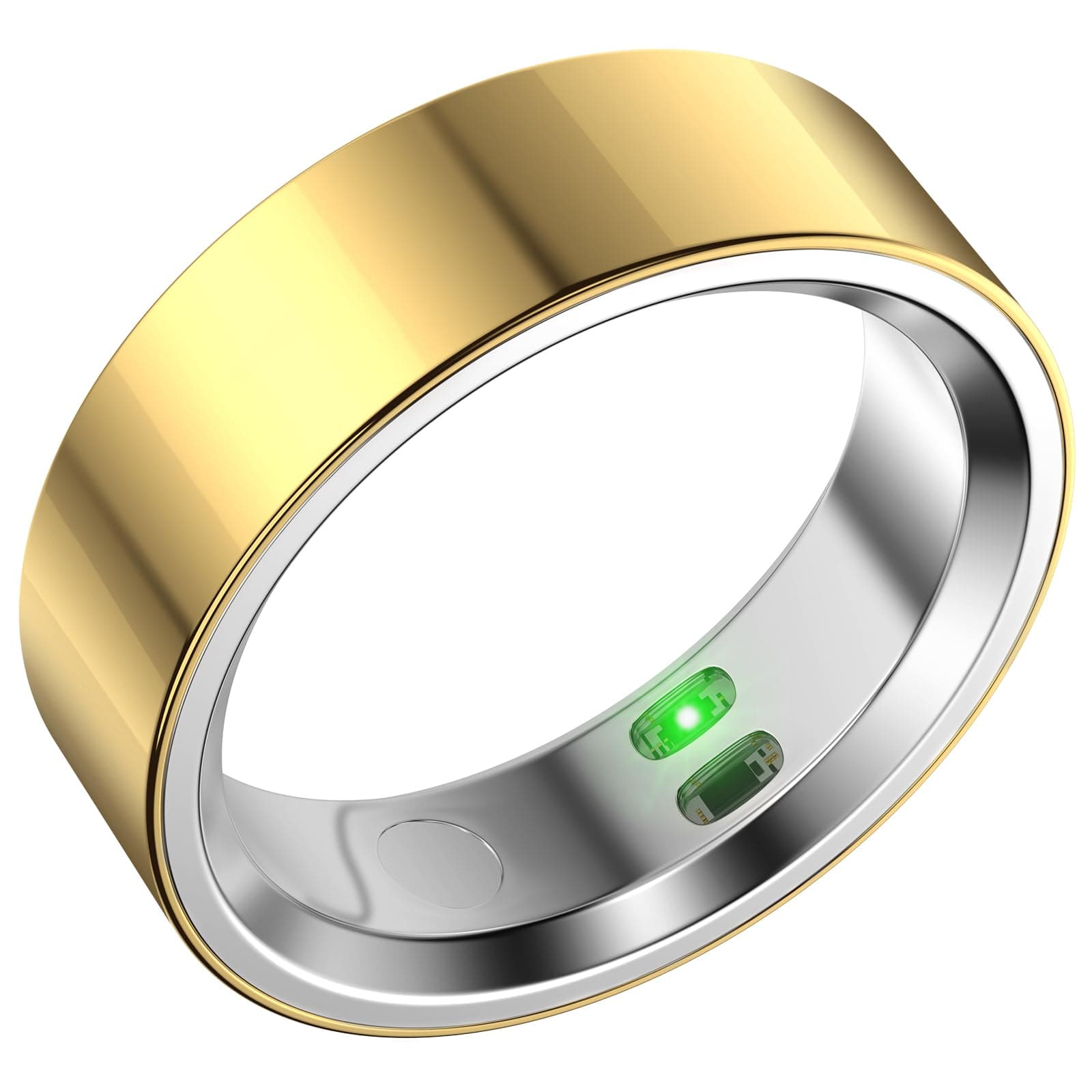 RQZ Smart Ring Health Fitness Tracker for Men and Women,Gold Size 9 | Sleep Tracking,Menstrual Cycle Reminders,Call & Message Vibration Alerts,Body Temp Monitor,iOS/Android Compatible,No App Fees