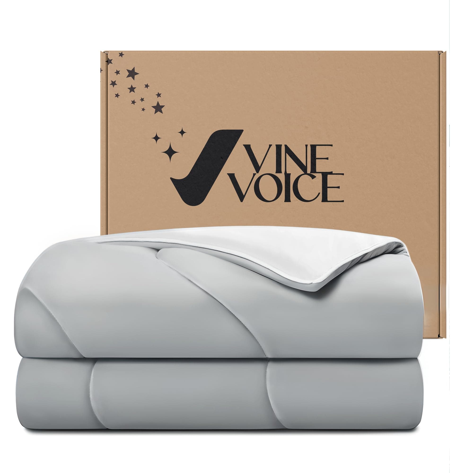Vine Voice Cooling Comforter for Hot Sleepers, King 106x90, Silver Gray | Cooling blanket feel, Q-Max >0.4 cool touch, double-sided cooling, Sorona fill, for night sweats, lightweight & breathable