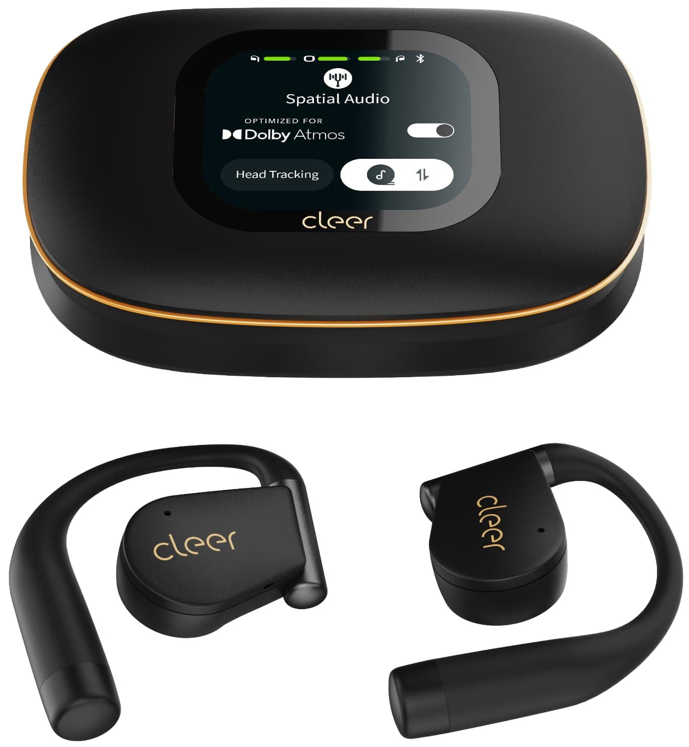 Cleer ARC 5 Open Ear Earbuds with Dolby & THX Audio, Black | True wireless Bluetooth with earhooks, 60H playtime, fast charging,IPX7 waterproof,perfect for sports, work, daily use