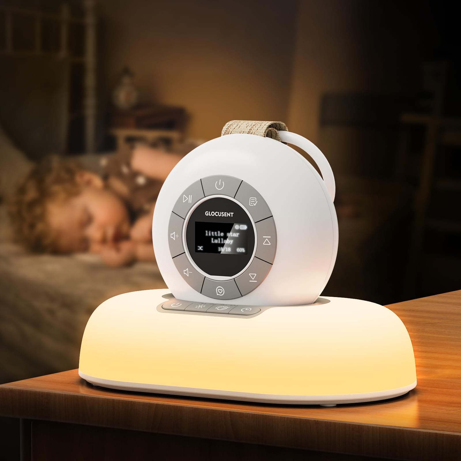 Glocusent White Noise Machine with Night Light, 62 Soothing Sounds | 9 Colors Night Light Portable Sound Machine - Baby Sound Machine for Sleeping, Noise Canceling for Home Office Travel