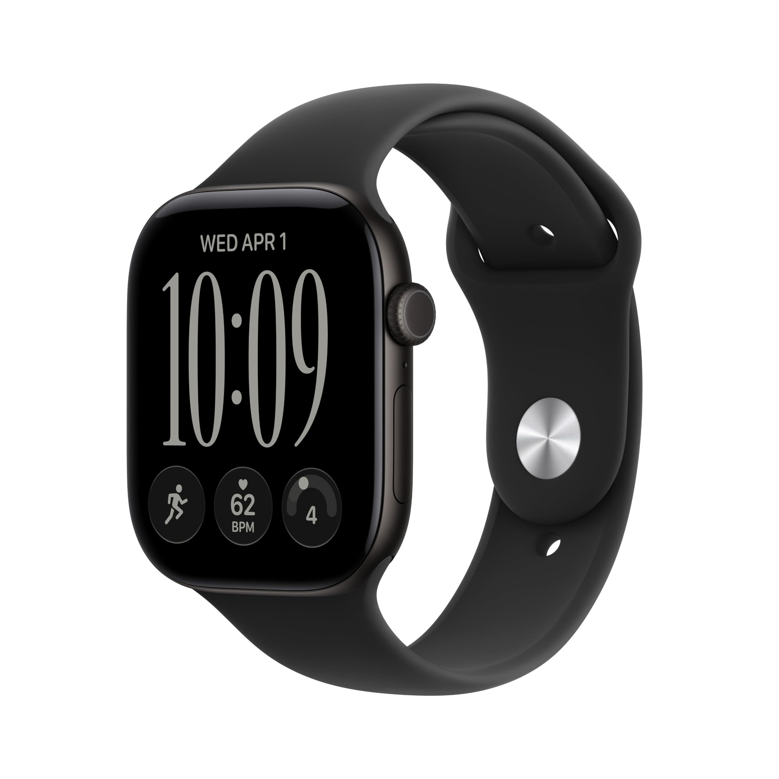Apple Watch Series 12 GPS 46mm Smartwatch | Black Aluminum Case, Black Sport Band - M/L. Health + Fitness + Sleep Tracking, Heart Rate, Safety