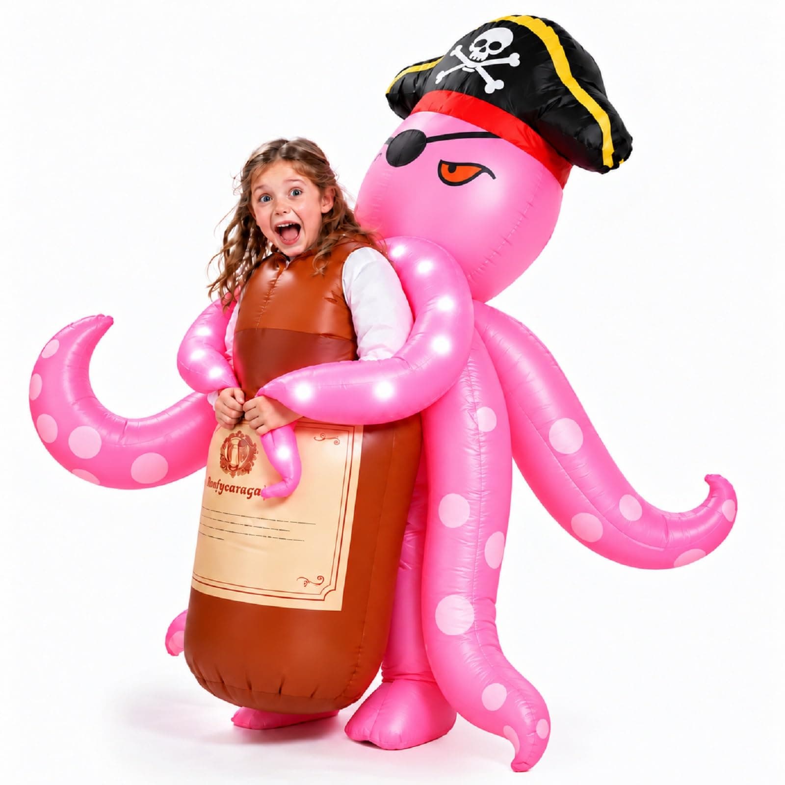 Inflatable Octopus Costume for Kids, Light Up Pirate Outfit Ages 8-12 | Glowing tentacles, Octopus Pirate design and easy inflation create standout fun for Halloween parties, cosplay and dress-up