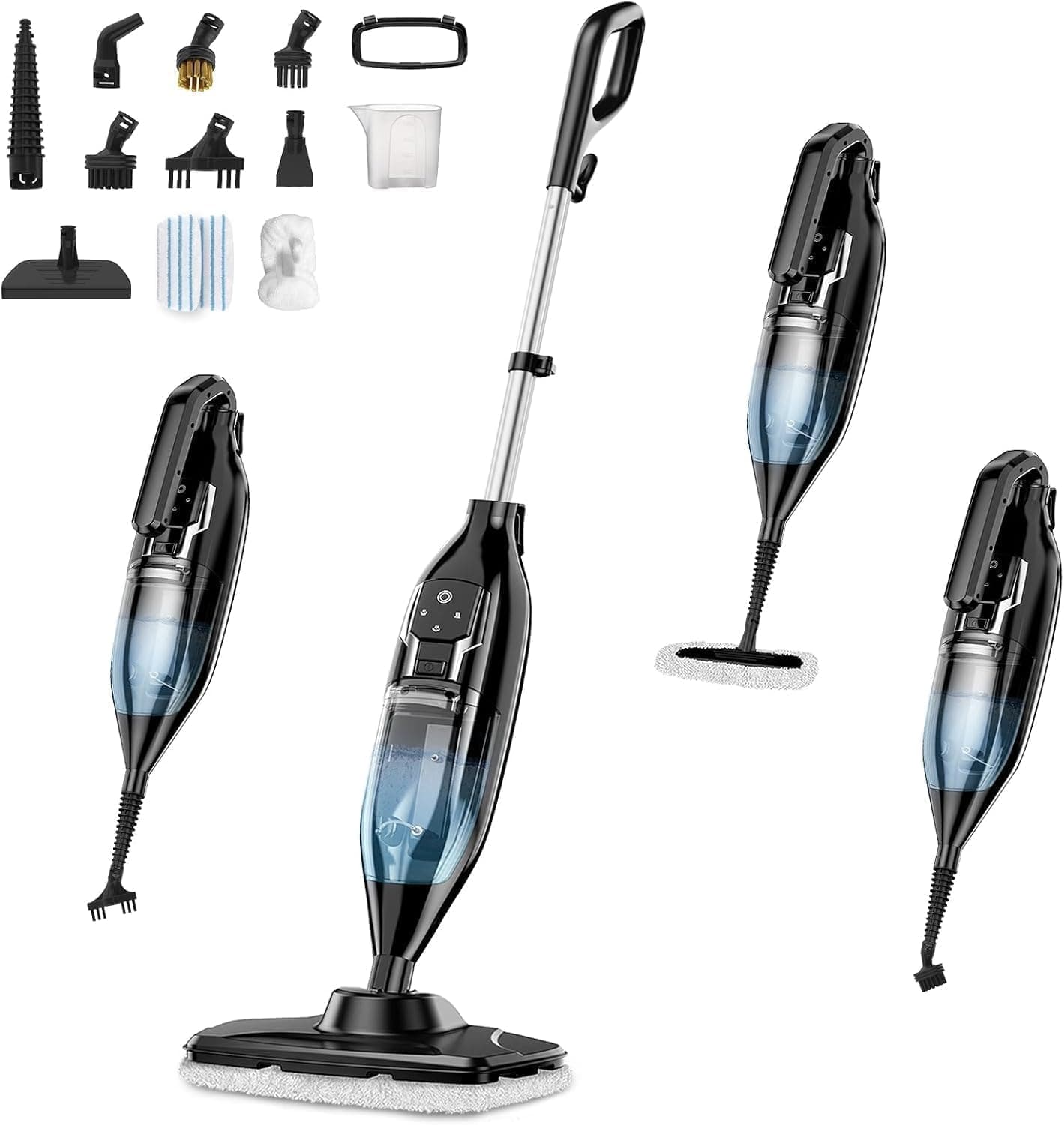 Amzart Steam Mop, 12-in-1 Powerful Handheld Steam Cleaner Detachable Steam Mops for Floor Cleaning, 565ML Removable Tank, 23FT Power Cable, MultiPurpose Steamer for Hardwood, Tile, Grout, Furniture