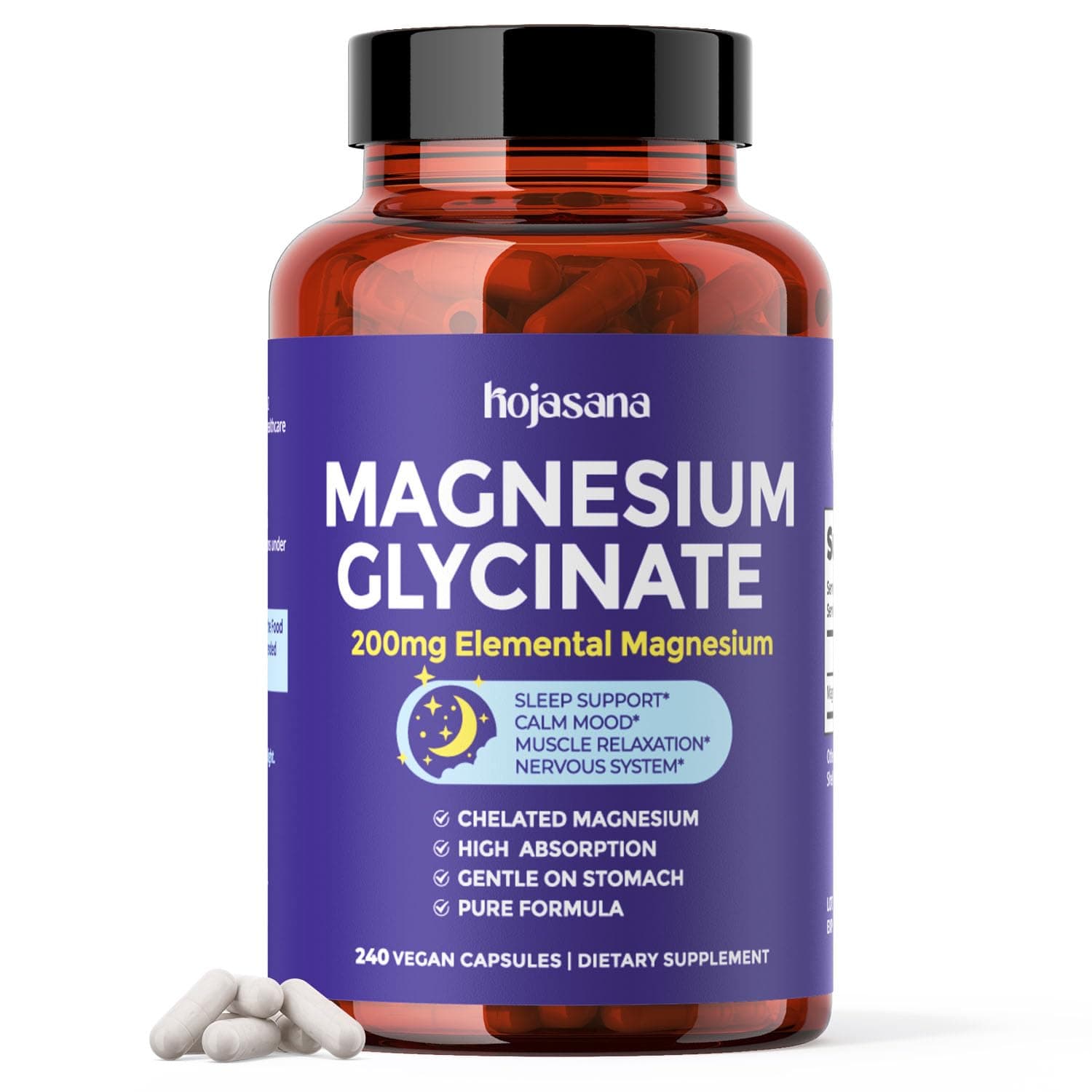 Magnesium Glycinate 200mg Chelated High Absorption 240 Capsules | For muscle relaxation, restful sleep & nervous system health. Vegan, non-GMO, gluten-free, no fillers, 120 servings.
