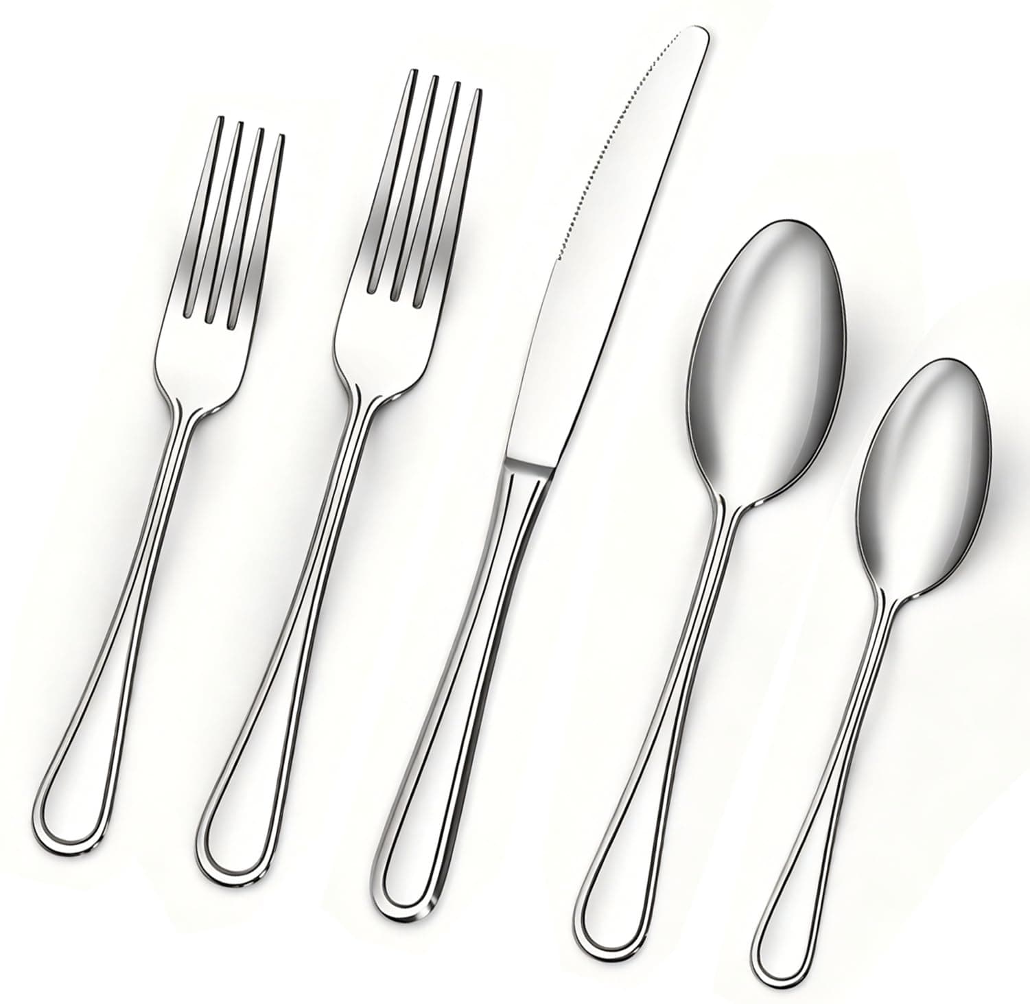 BEWOS 20 Piece Stainless Steel Silverware Set - Service for 4 Mirror Polished Flatware Set, Knife Fork Spoon Combination, Silverware Set for Home and Restaurant Use, Dishwasher Safe
