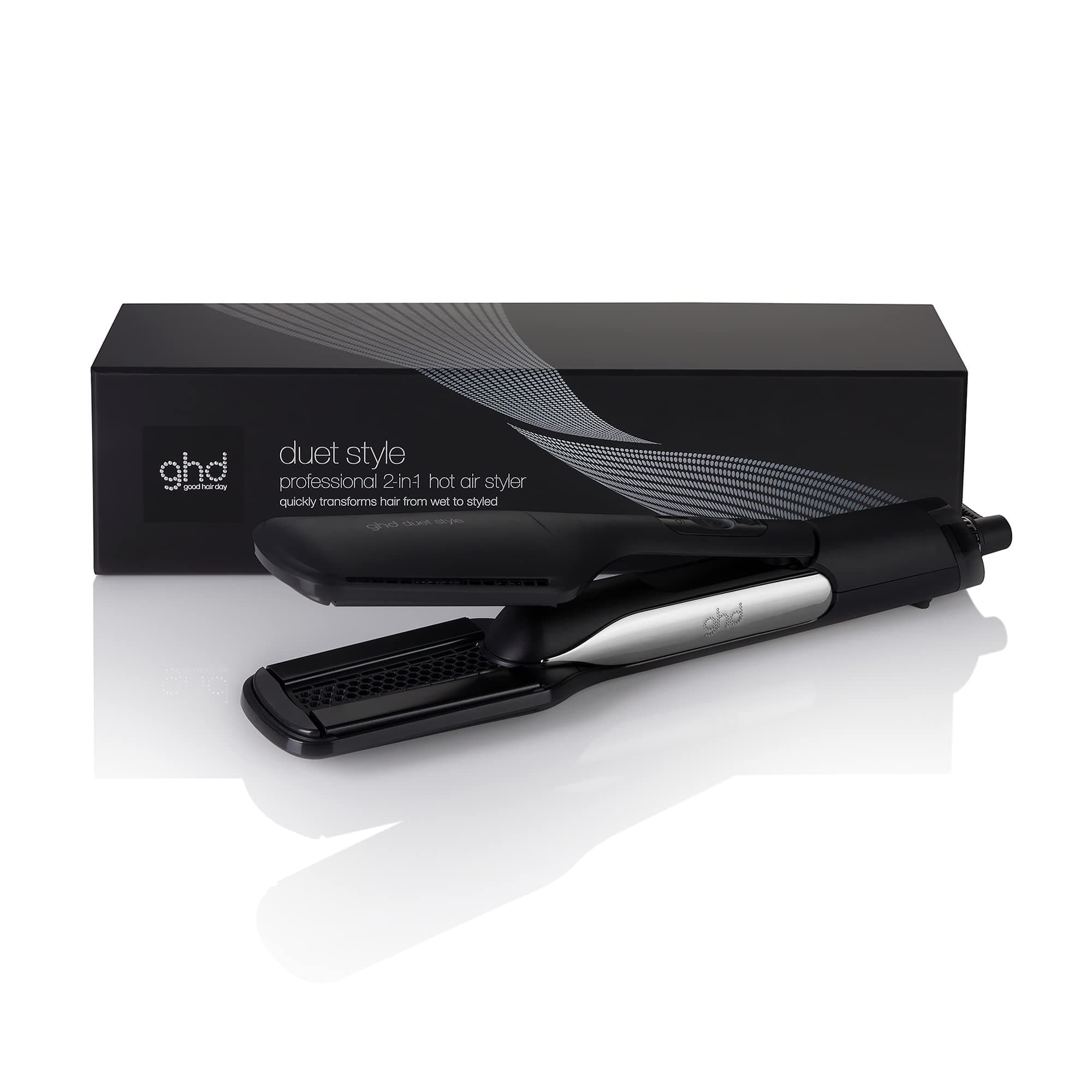 ghd Duet Style 2-in-1 Hot Air Styler, Black | 2-in-1 flat iron & hair dryer, Wet-to-styled in one step, Heat damage-free, More shine, Faster styling routine