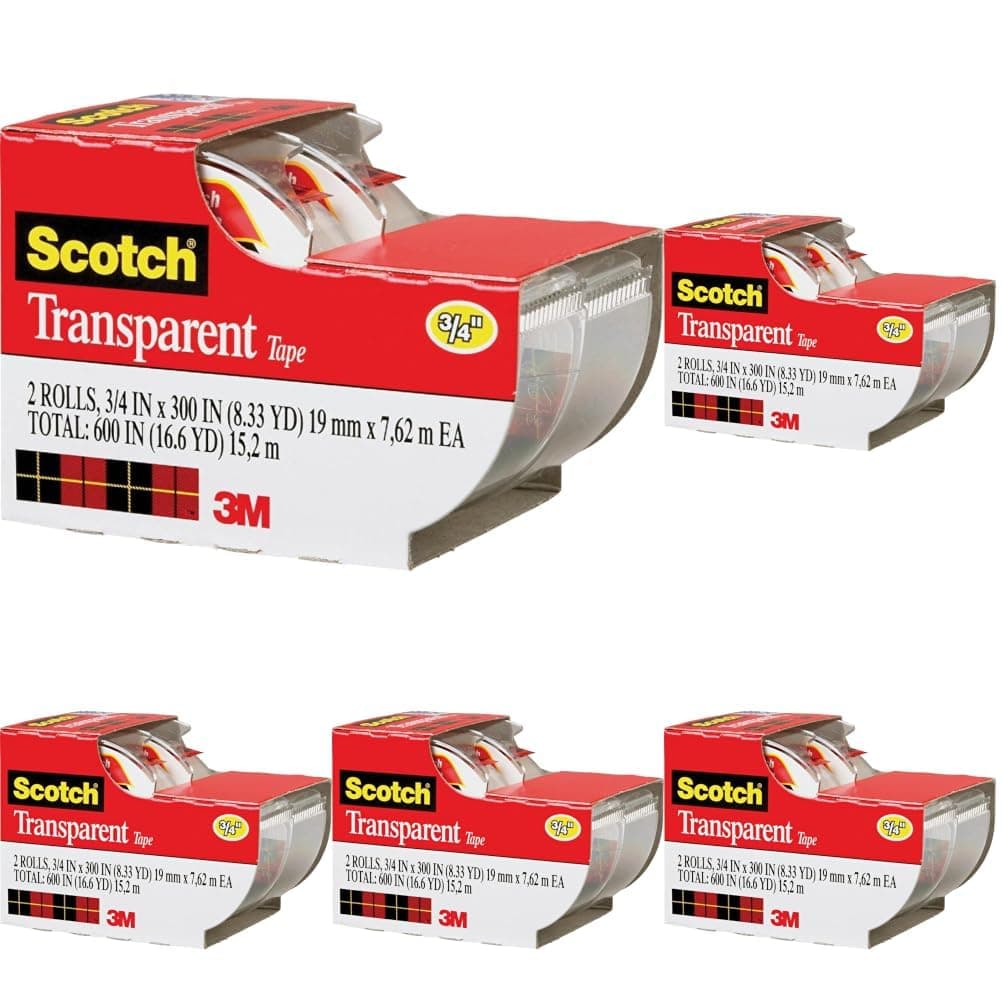 Scotch Transparent Tape, 3/4 in x 250 in, 2 Rolls (Pack of 5)