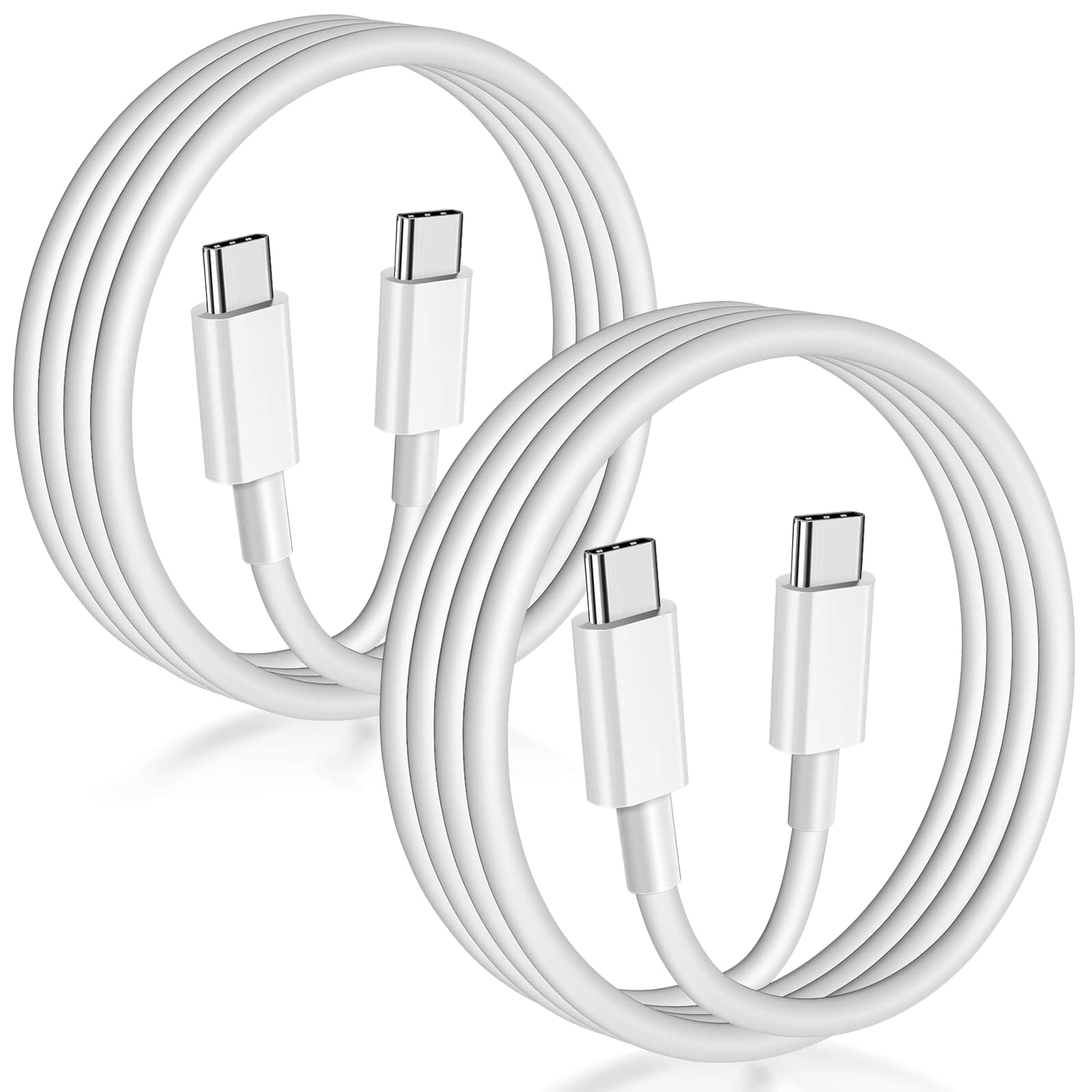 APFEN USB C to USB C Cable (6FT, 2Pack),Type-C 60W Fast Charging Cord | Type C Charger for iPhone 18/17/16/15 Pro Max, iPhone Duo, Samsung S25 S24 S23 Note 20 MacBook iPad Air, White