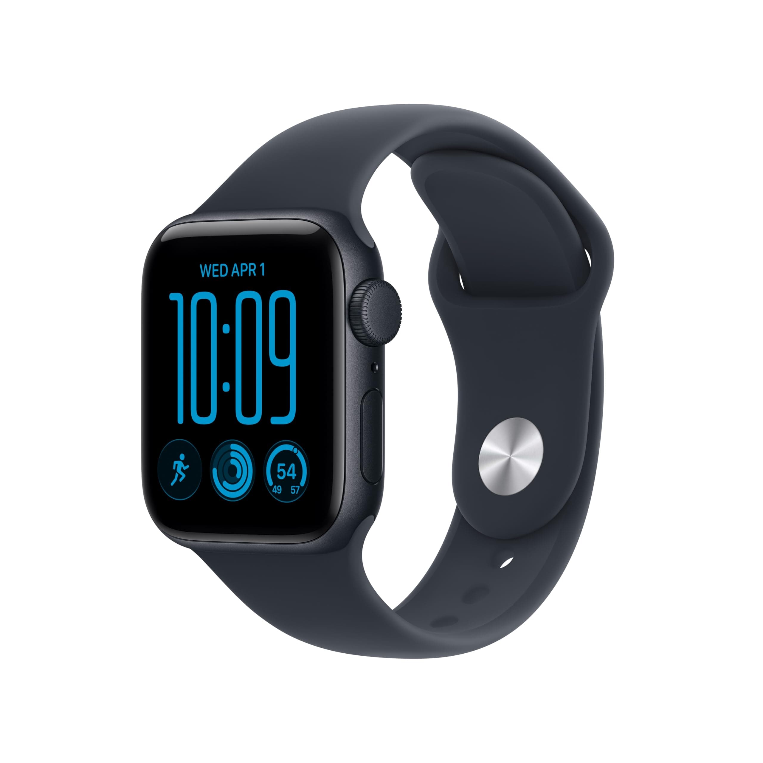 Apple Watch SE 3 GPS 40mm Smartwatch | Midnight Aluminum Case, Navy Blue Sport Band - S/M. Fitness + Sleep + Cycle Tracking, Heart Rate, Vitals, Safety