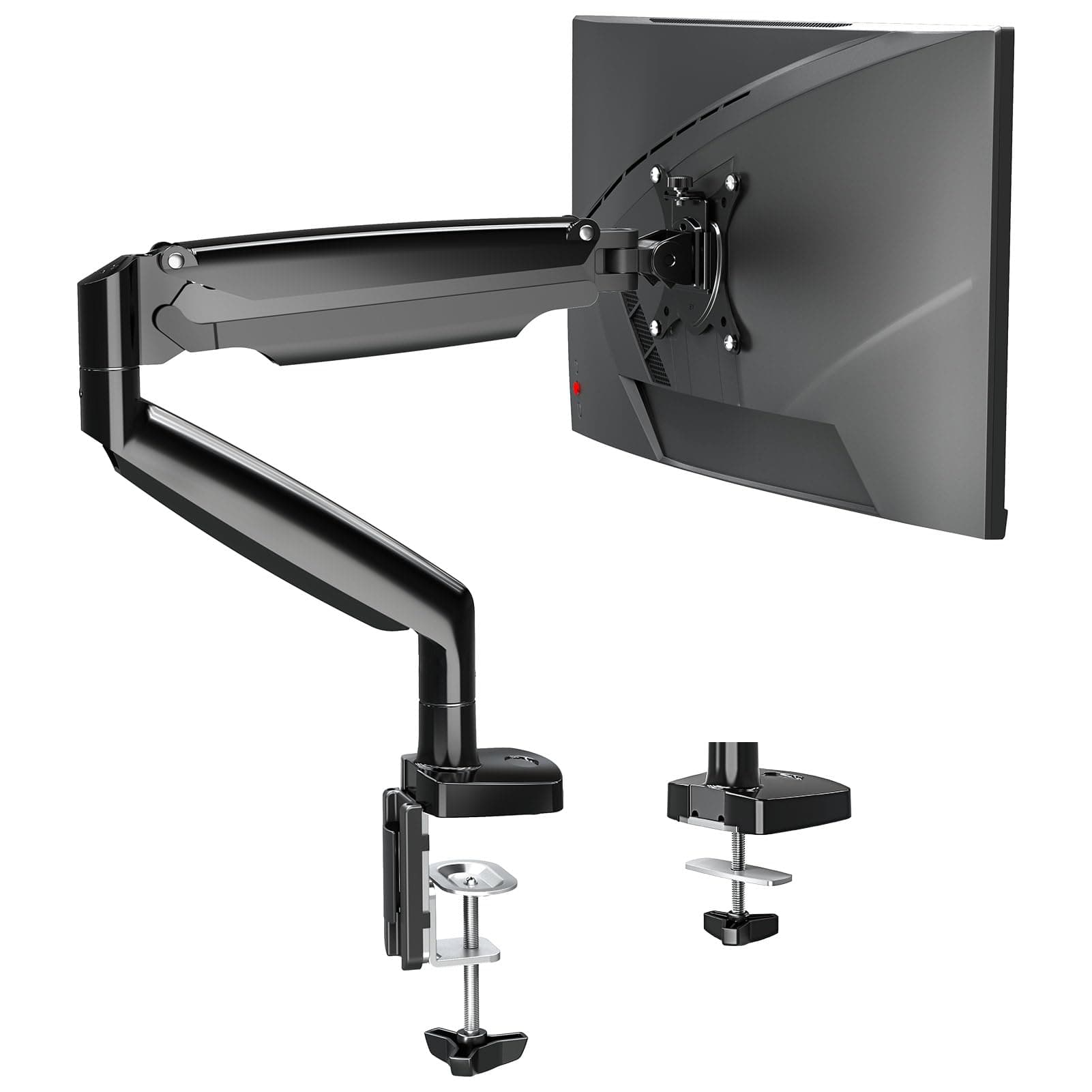 Single Monitor Mount Holds Screen up to 32", Height Adjustable Monitor Arm, Full Motion Computer Monitors Stand with Clamp/Grommet Base, VESA Mounts Fit 4.4-17.6lbs Computer, Black