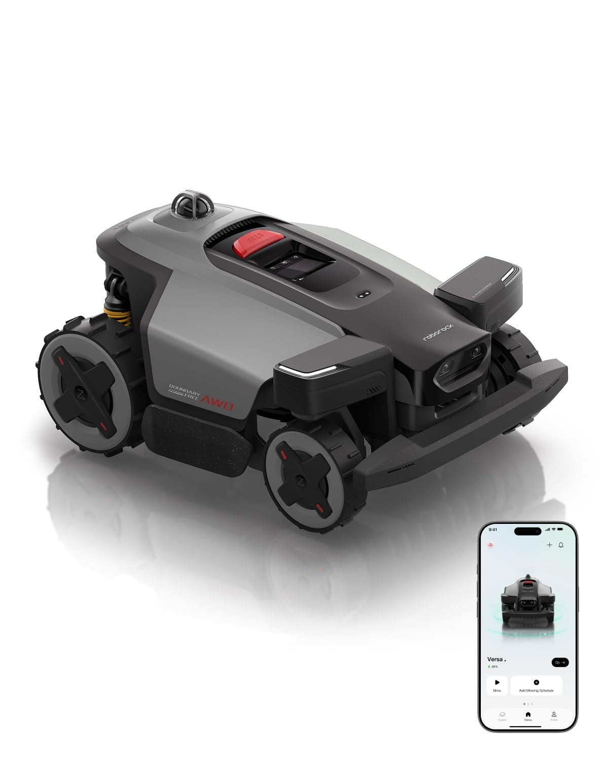 roborock RockMow X120H LiDAR AWD Robot Lawn Mower for up to 0.49 Acre, Wire-Free RTK Free with Dual- LiDAR AI Auto Mapping, Robotic Mower with 4G, AI Obstacle Avoidance, 80% Slope, Smart App Control