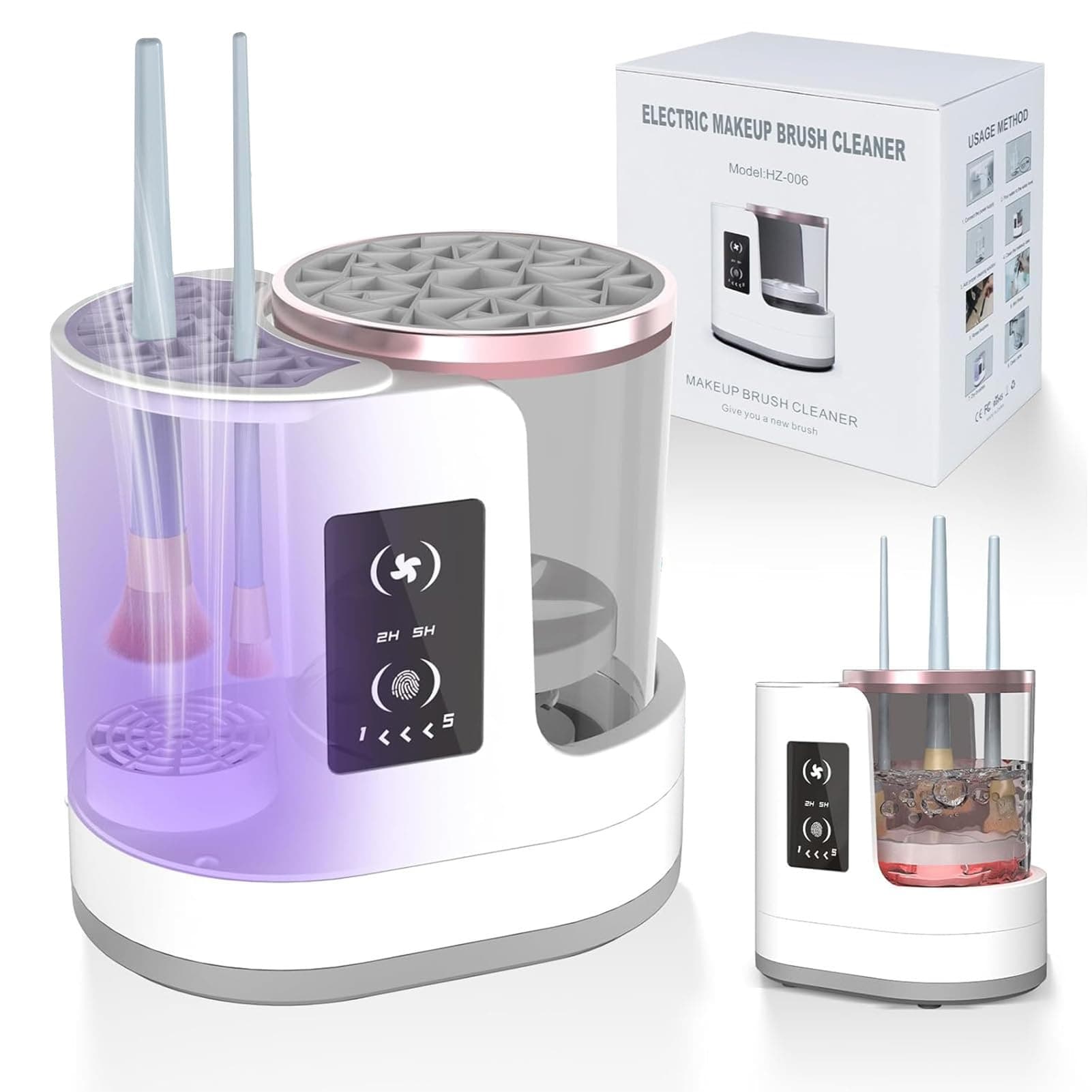 3-in-1 Electric Makeup Brush Cleaner Machine, Automatic Make Up Brushes Dryer, Portable Cosmetic Brushes Cleaner Tool for All Size Beauty Makeup Brush