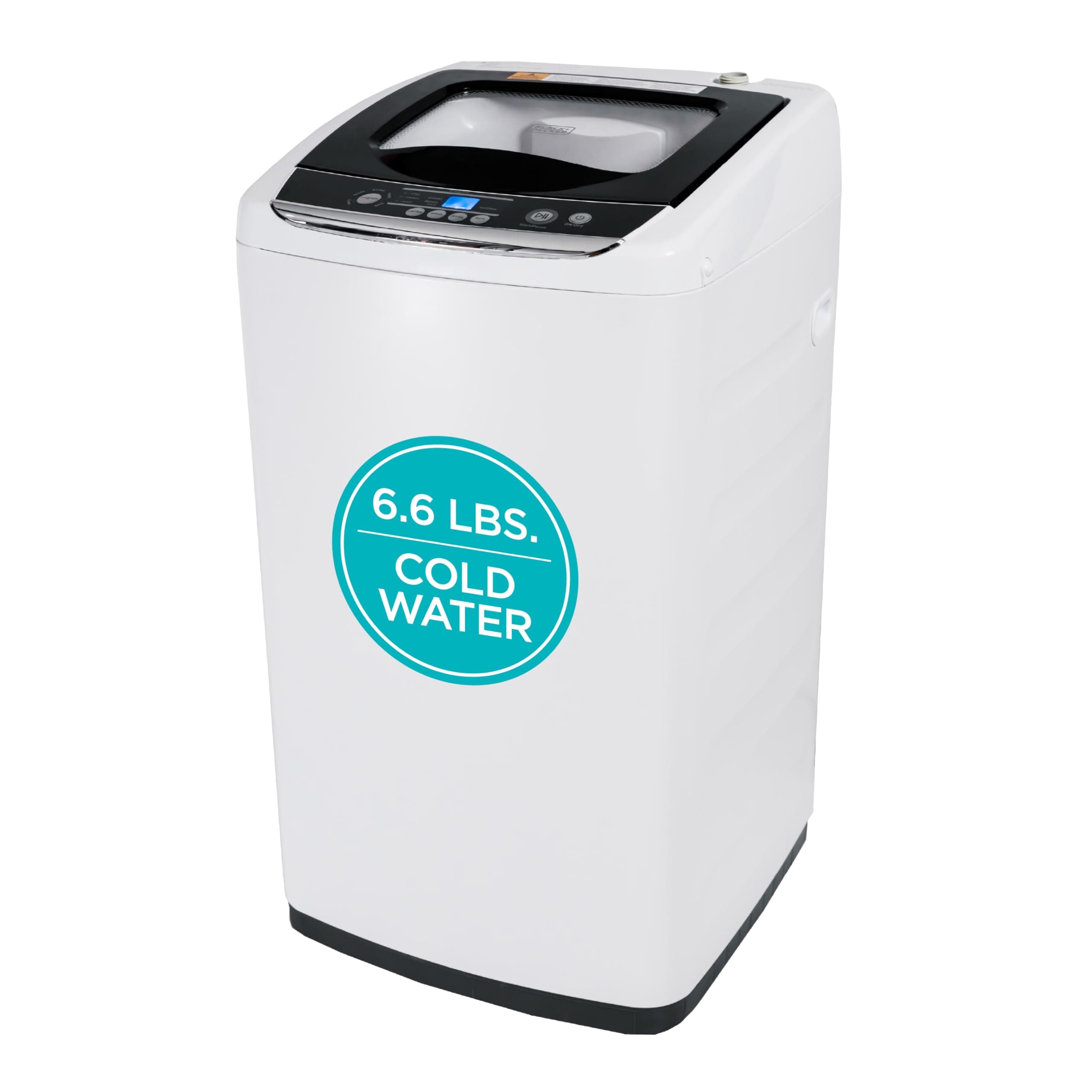 BLACK+DECKER 0.9 Cu. Ft. Portable Washer, 6.6 lb. Capacity, BPWM09W, White | 6.6 lb. Capacity Washing Machine for Homes & Apartments, 5 Wash Cycles, Quick Connect Sink Adapter and Drain Hose Included