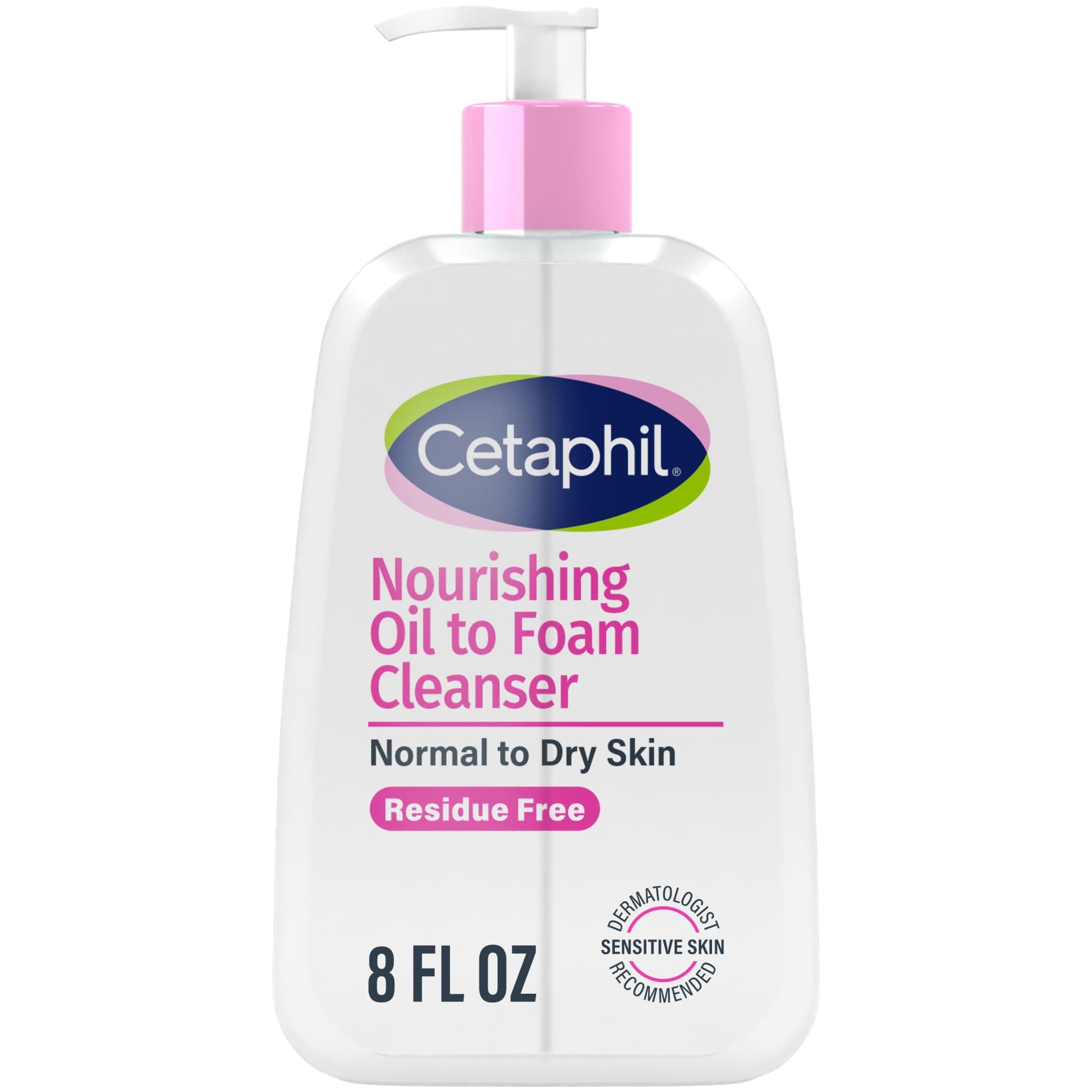 Cetaphil Nourishing Oil to Foam Facial Cleanser, Dry Skin, 8oz | Gentle Hydrating Face Wash, Dry And Sensitive Skin, 24-Hour Moisture, Oil-To-Foam Formula, Dermatologist Recommended
