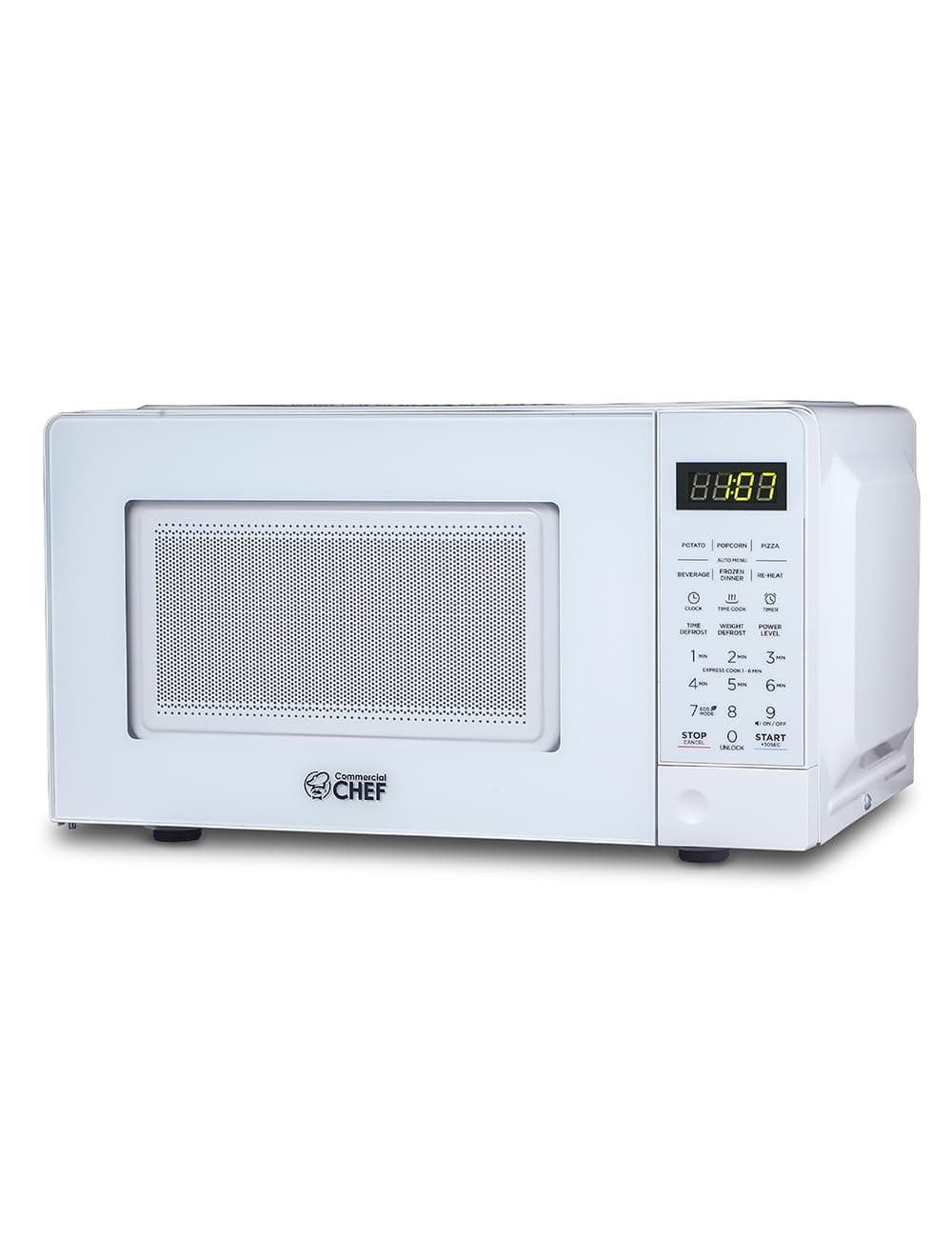 Commercial Chef 0.7 Cu. Ft. Countertop Microwave Oven, CHM770W, White | Touch Controls with Digital LED Display, 700W Small Microwave, Recessed Door Handle, 10 Power Levels