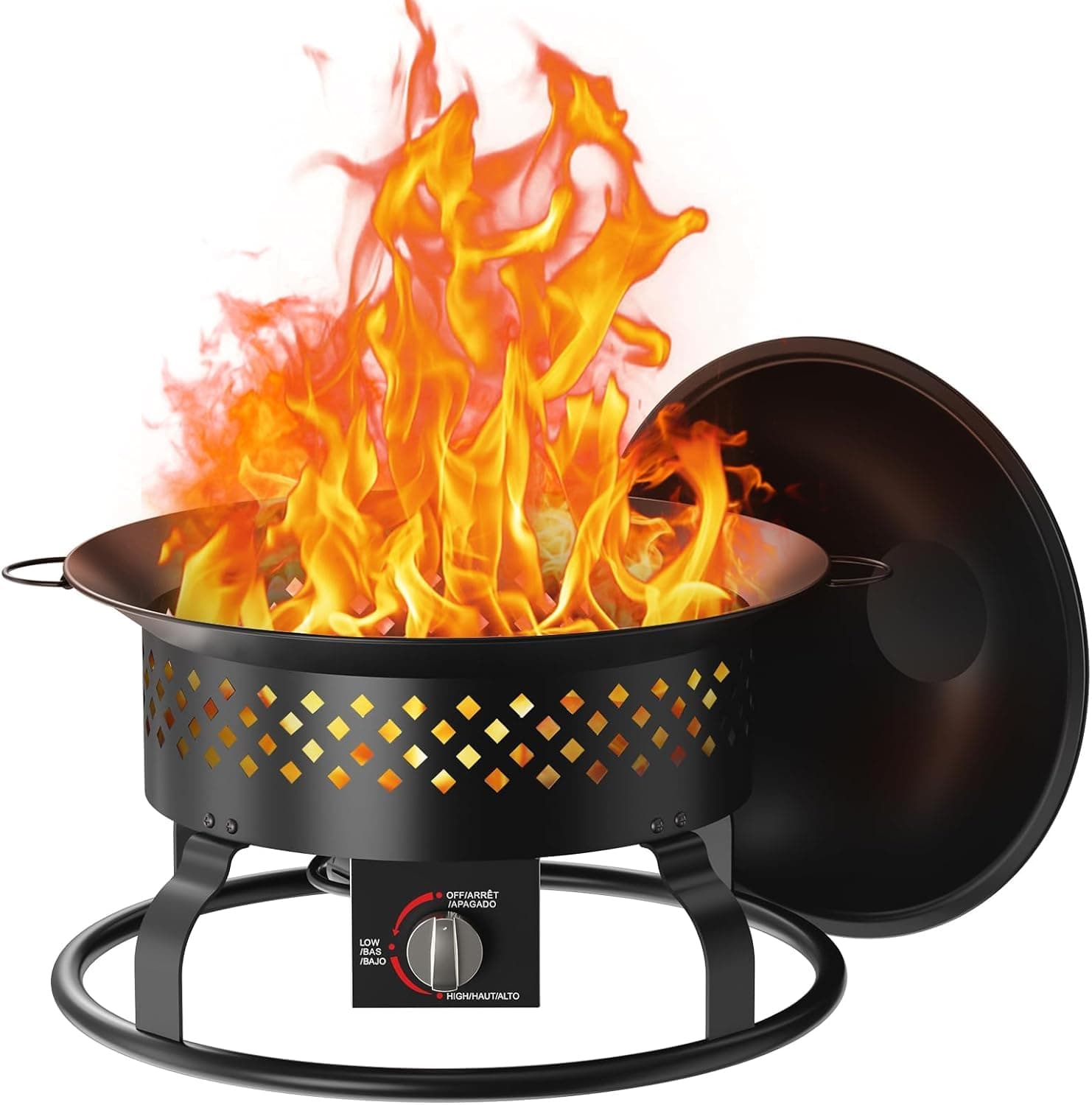 R.W.FLAME 19" Smokeless Portable Propane Fire Pit - 50000 BTU Outdoor Fire Bowl with Lava Rocks & Carry Bag for Camping RV Patio Backyard
