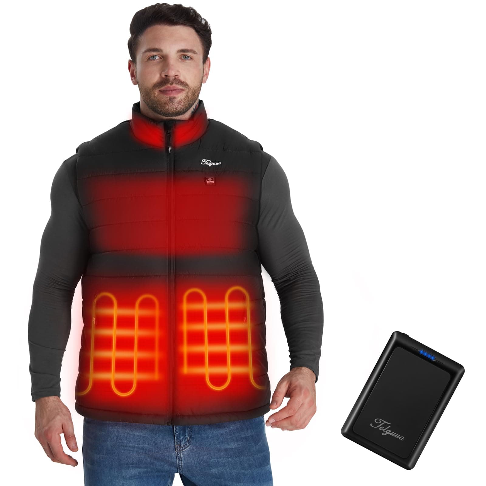 Telguua Heated Vest for Men with Battery Pack Included Men's Heated Vests | Warm Heating Vest Rechargeable Lightweight Heated Jackets for Winter,Ideal Christmas & Birthday Gift for Husband/Father