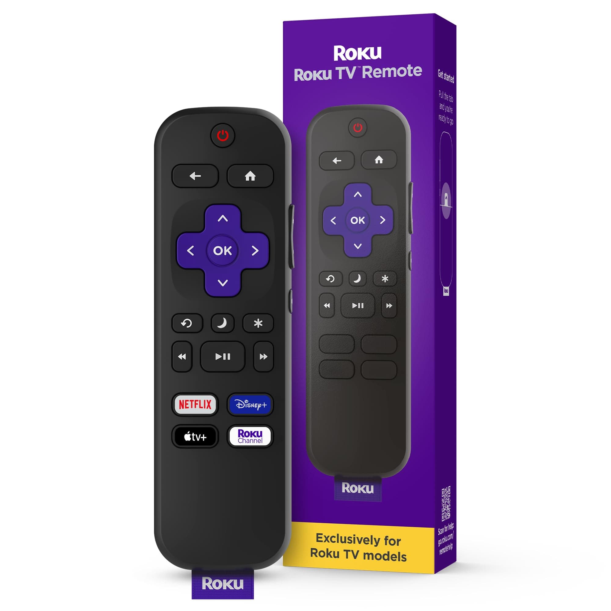 Roku TV Remote Control (Official Manufacturer Product) - Simple Setup, & Pre-Set App Shortcuts - Replacement Remote Compatible with RokuTV Models ONLY (Not Roku Players), Pack of 12