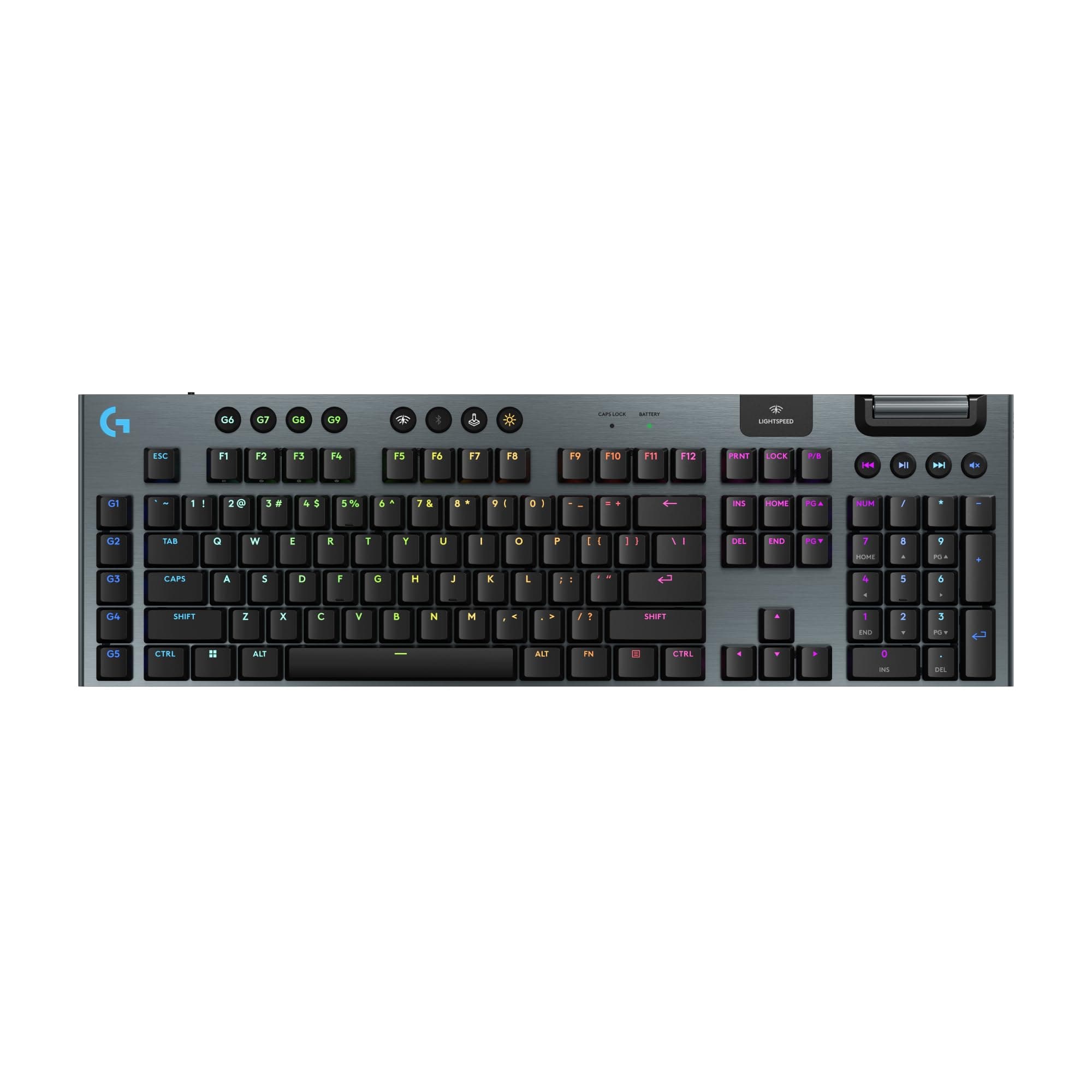 Logitech G915 X Lightspeed Wireless Gaming Keyboard (Clicky) - Black | Low Profile, Mechanical Switches, Double-Shot PBT Keycaps, RGB lighting, Aluminum finish, PC/Mac Compatible