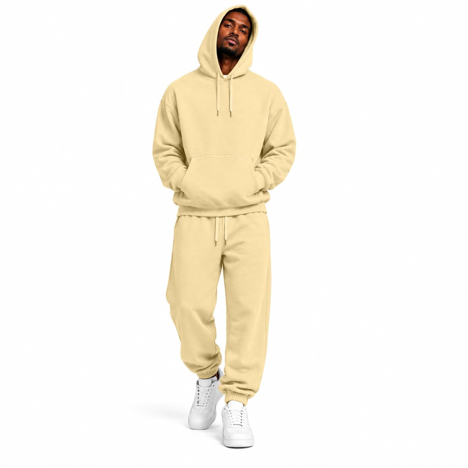 Mens Sweatsuits 2 Piece Set Fleece Baggy Hoodie And Jogging Sweatpants Set | Sweat Set, Elastic Drawstring Waistband, Kangaroo Pocket, Elastic Cuffs, Ribbed Cuffs, Comfy, Oversized, Casual Daily Wear